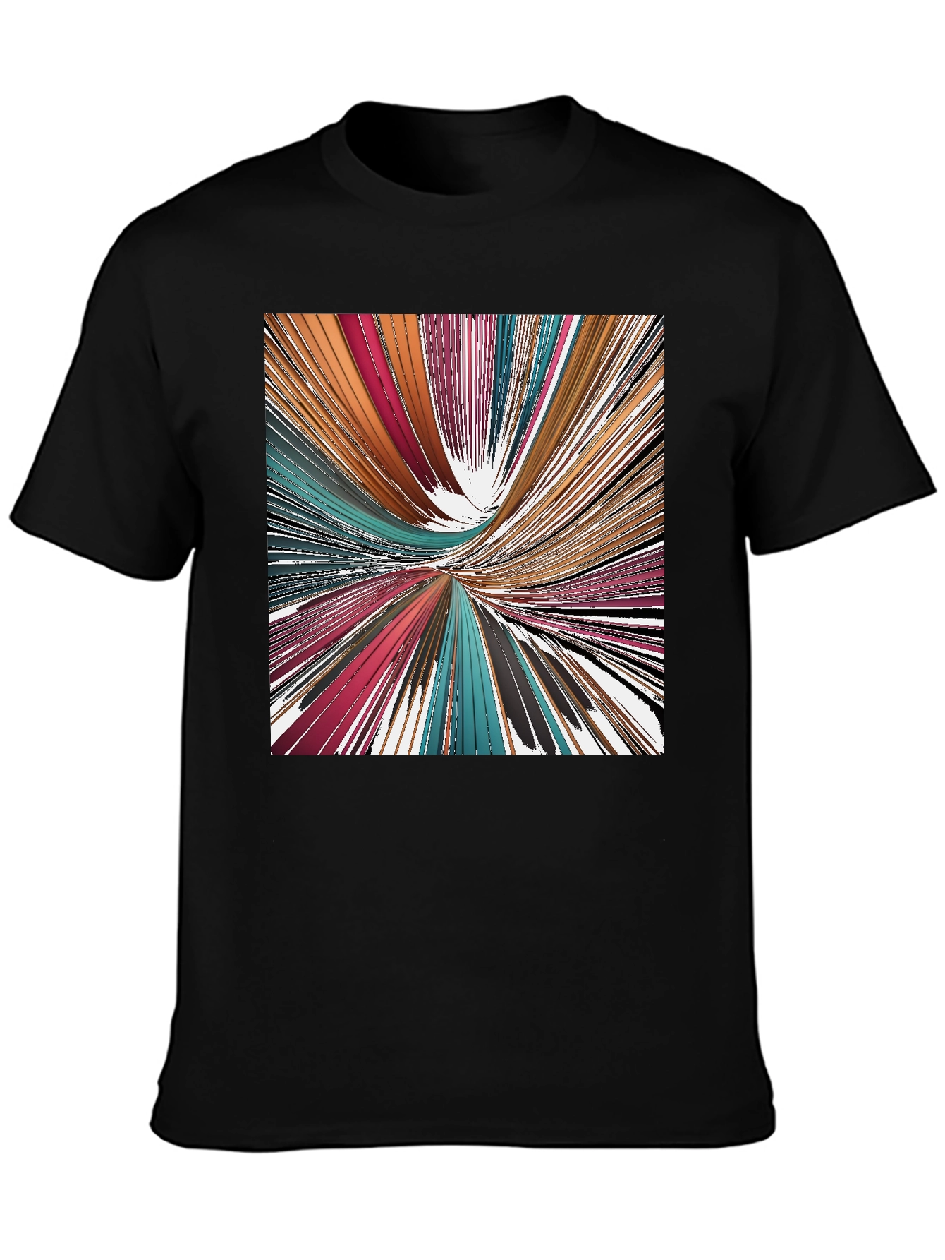 Abstract Line Art Print Black T-Shirt