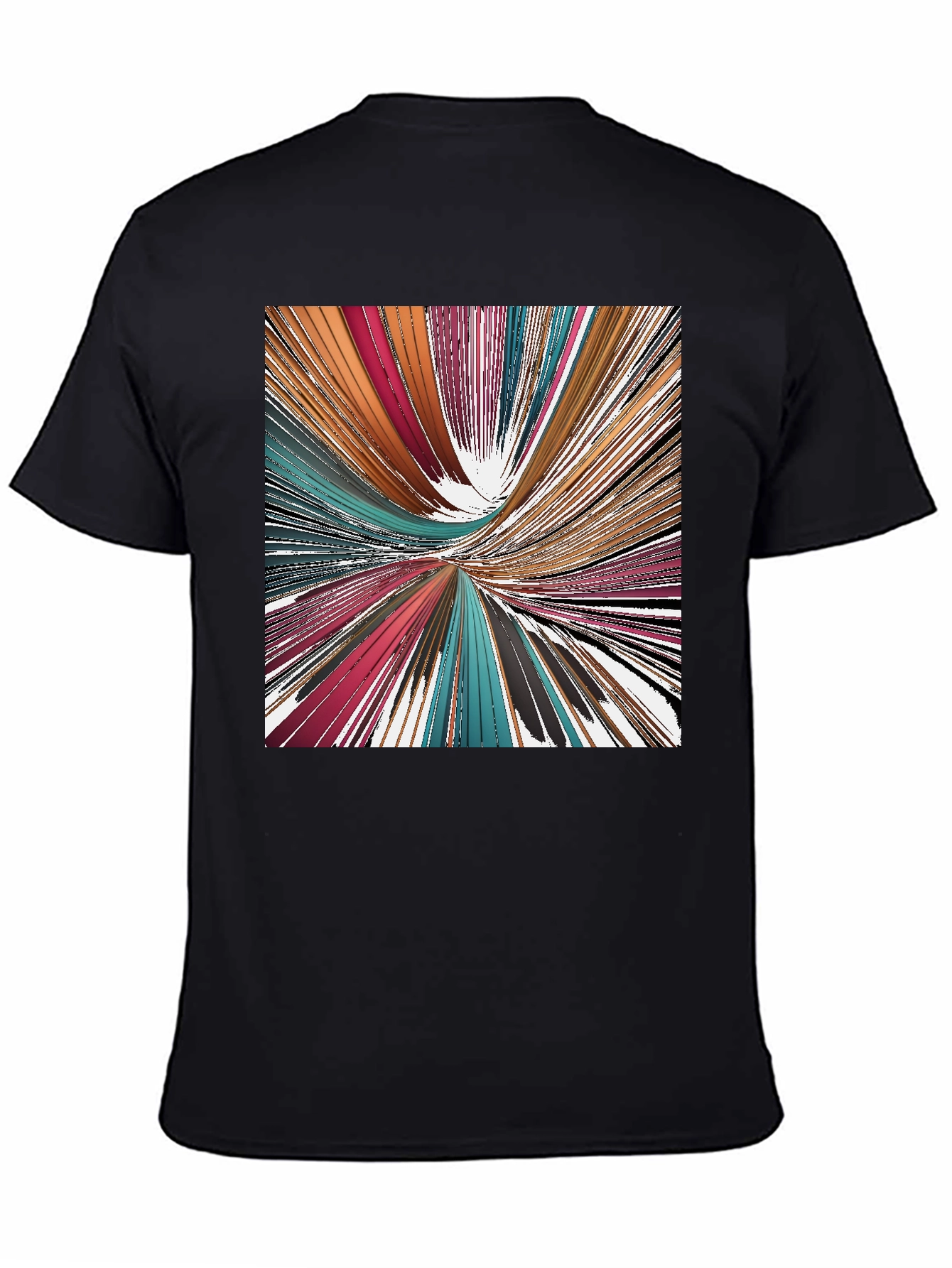 Abstract Line Art Print Black T-Shirt