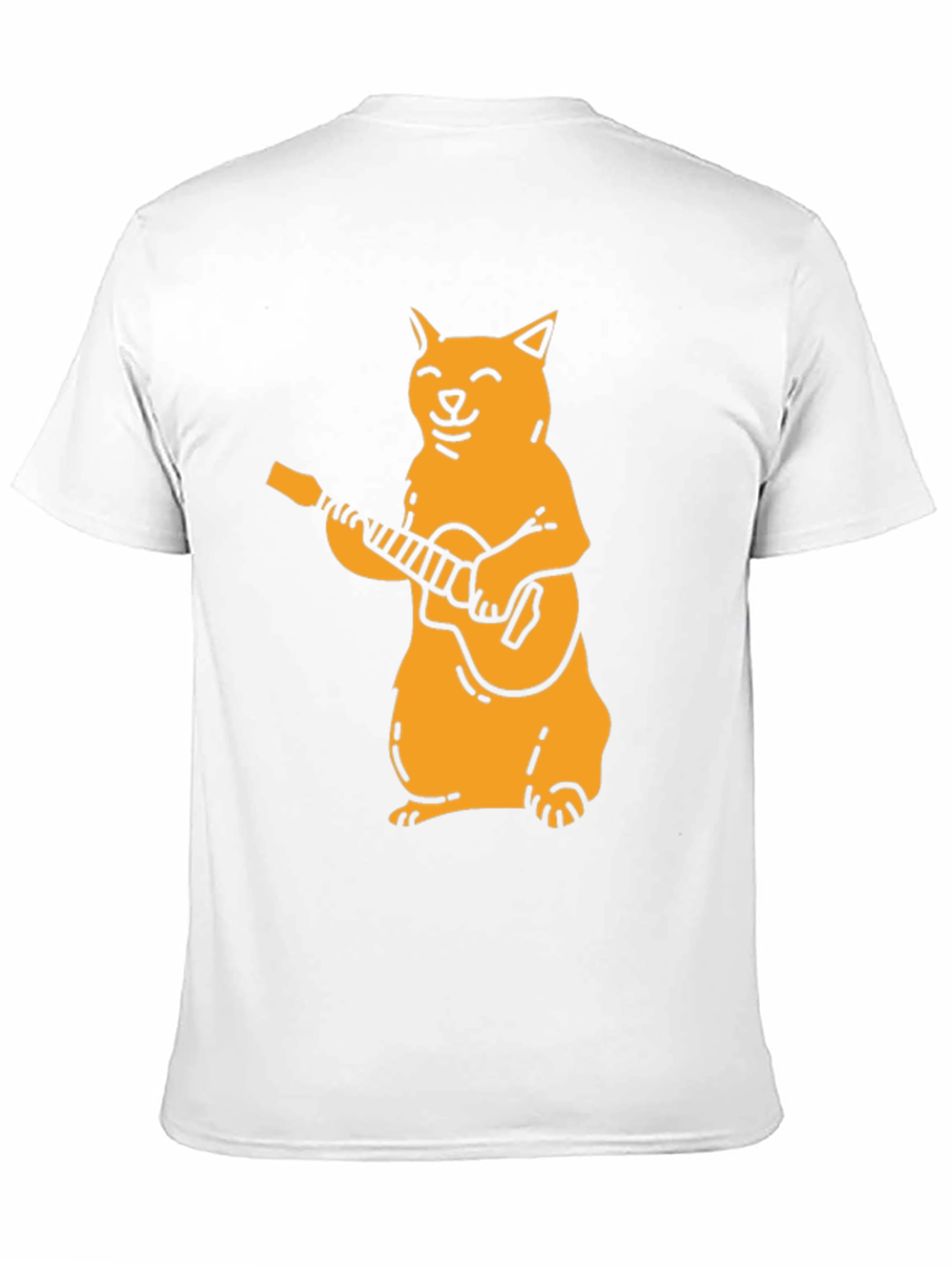 Cat Guitarist Graphic Tee - Black Cotton T-Shirt