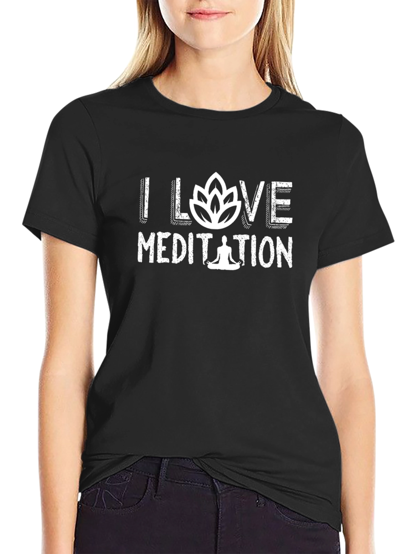 I Love Meditation Black T-Shirt