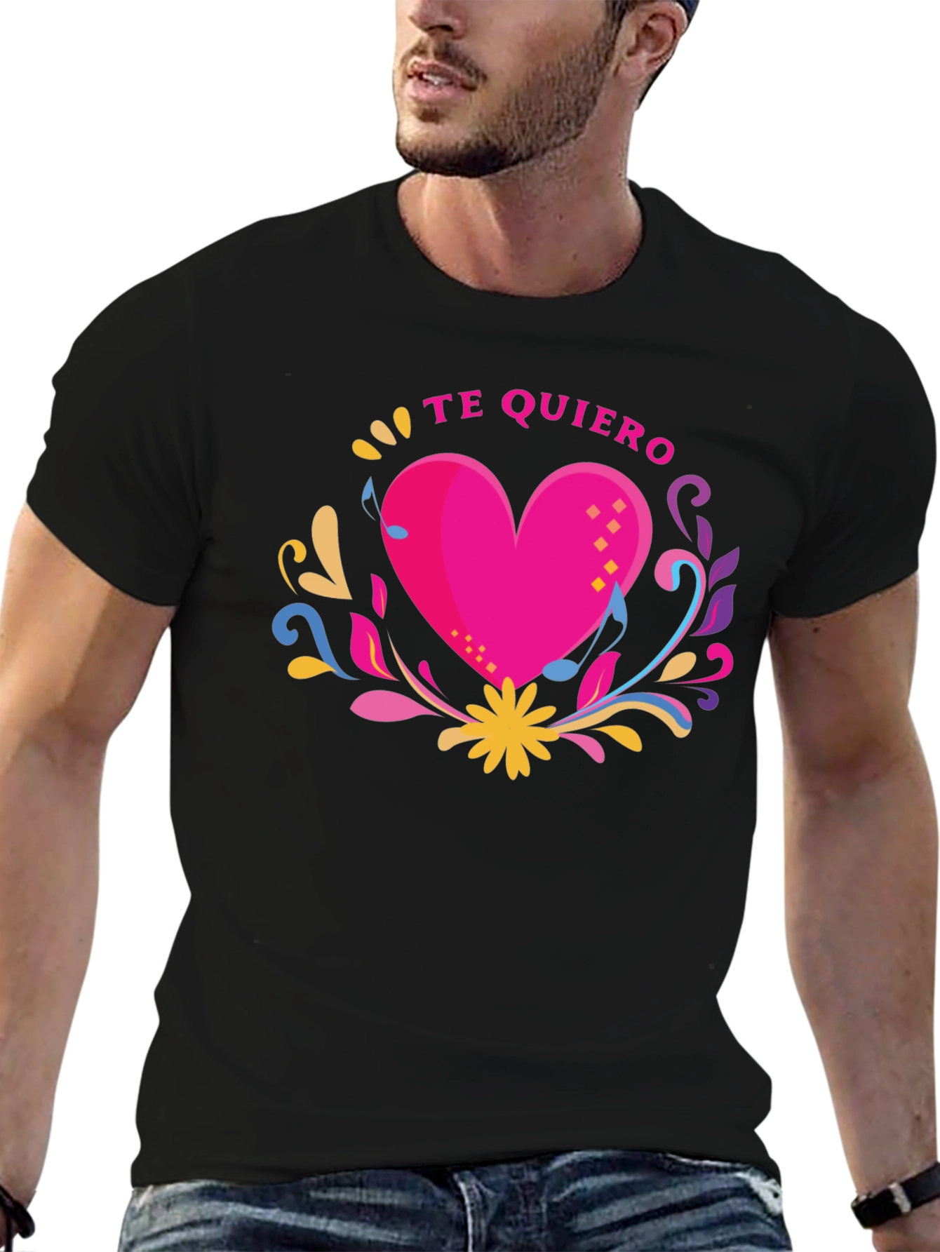 Te Quiero Heart Graphic Black T-Shirt
