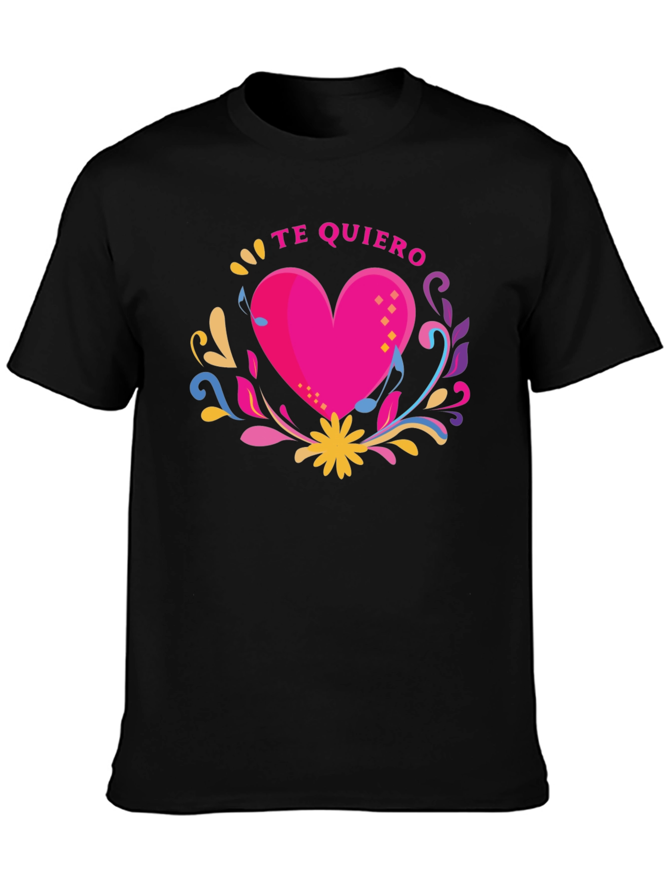 Te Quiero Heart Graphic Black T-Shirt