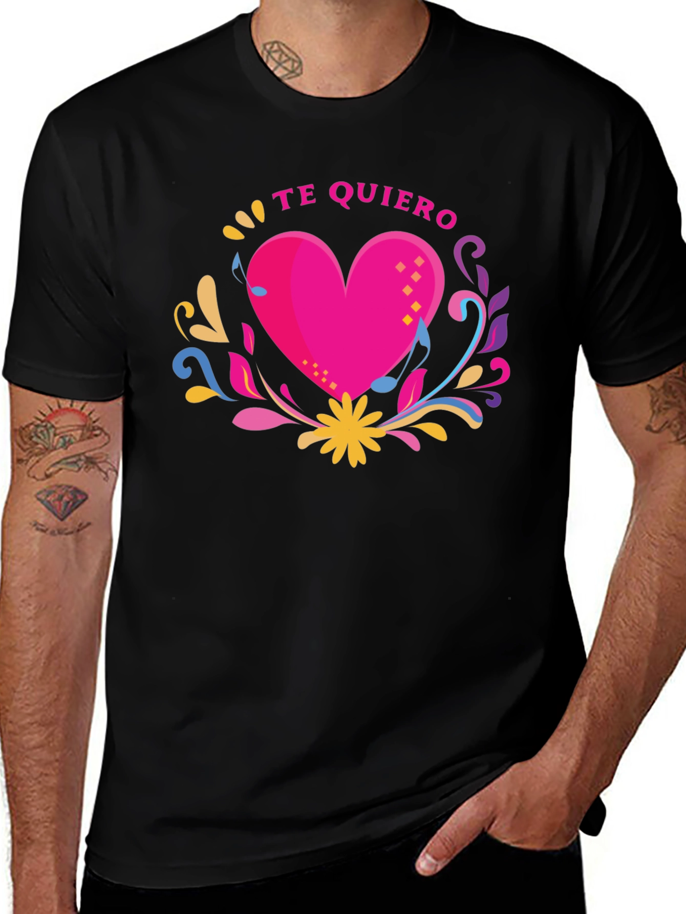 Te Quiero Heart Graphic Black T-Shirt