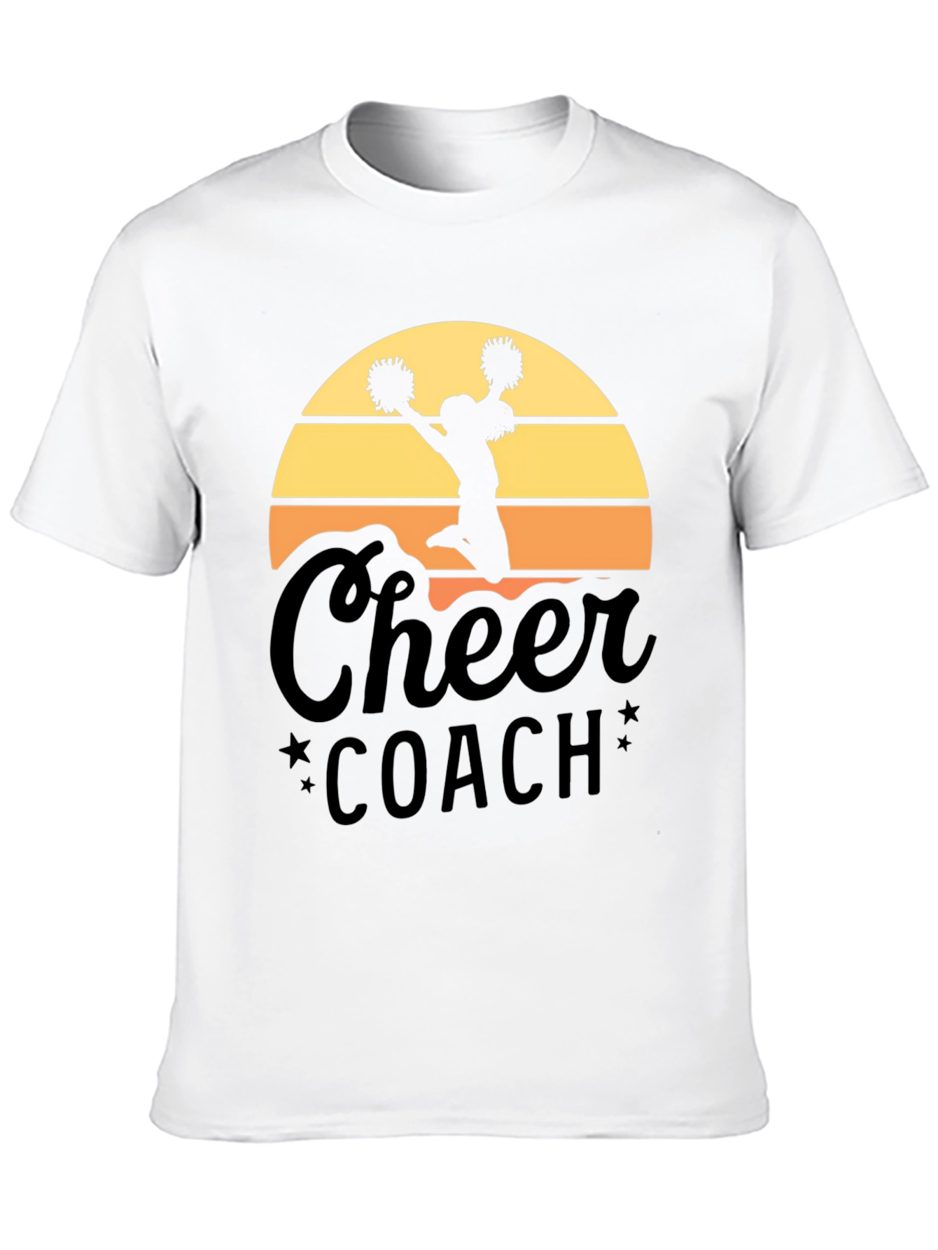 Cheer Coach T-Shirt - Sunset Design Black Tee