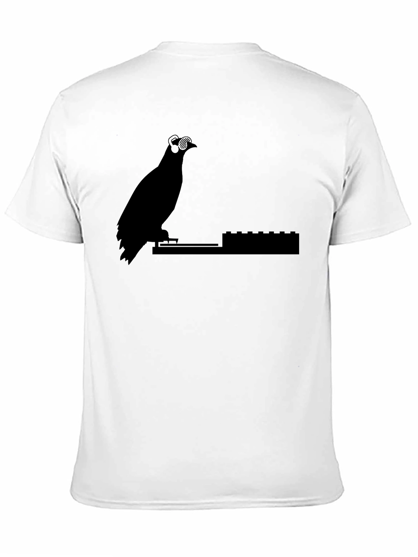 DJ Pigeon Graphic Tee - Black Cotton T-Shirt