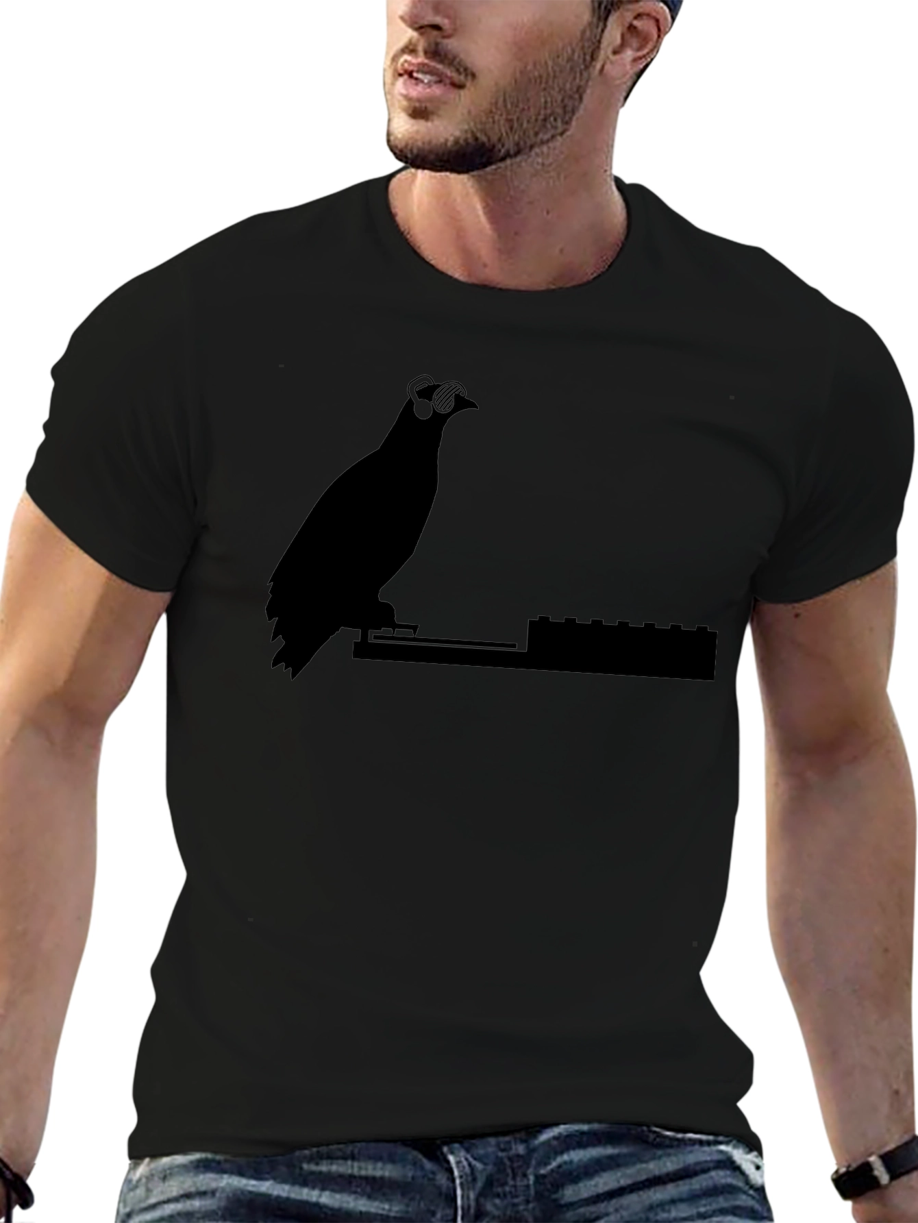 DJ Pigeon Graphic Tee - Black Cotton T-Shirt