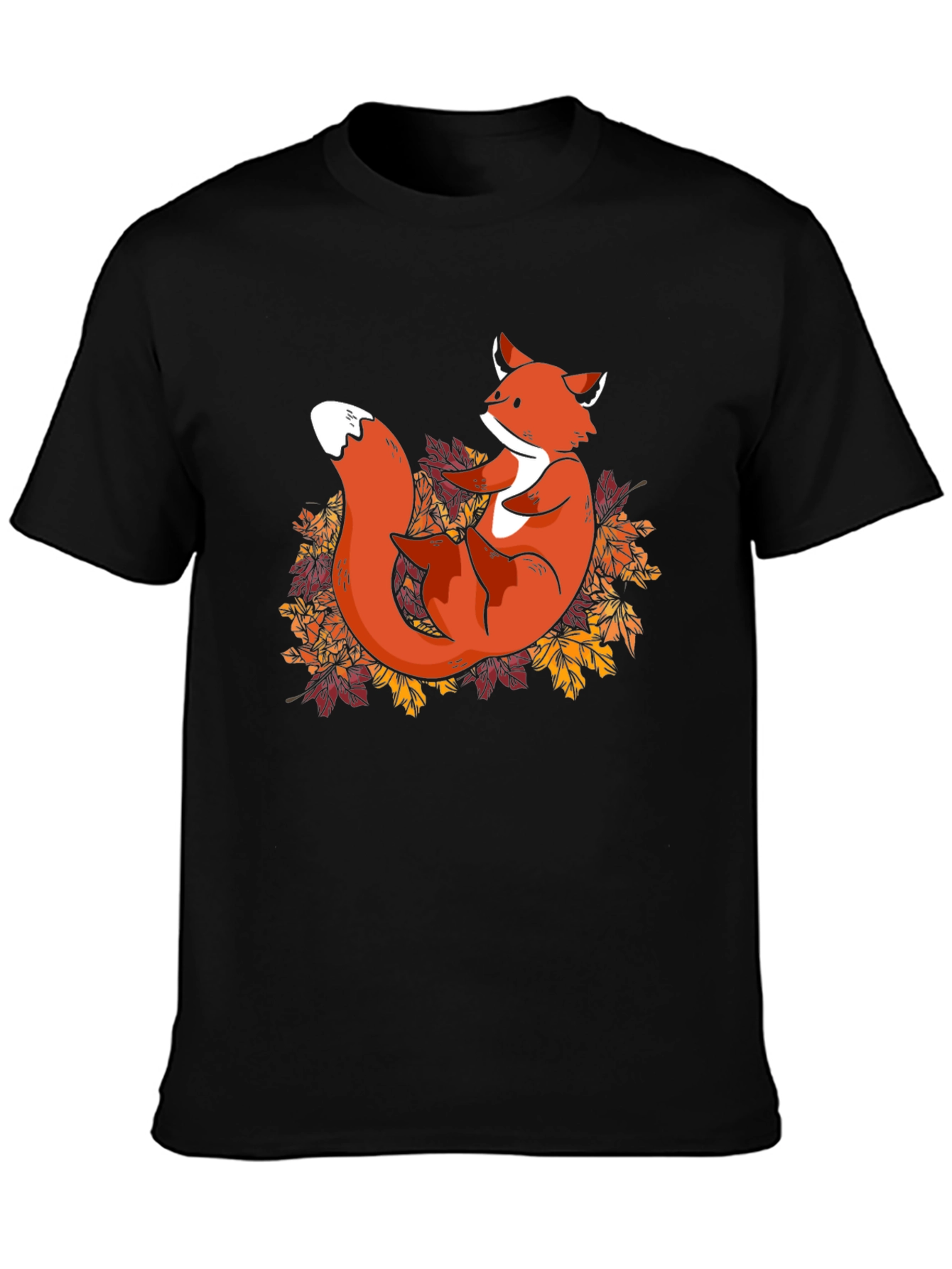 Fox in Leaves Graphic T-Shirt - Autumn Style