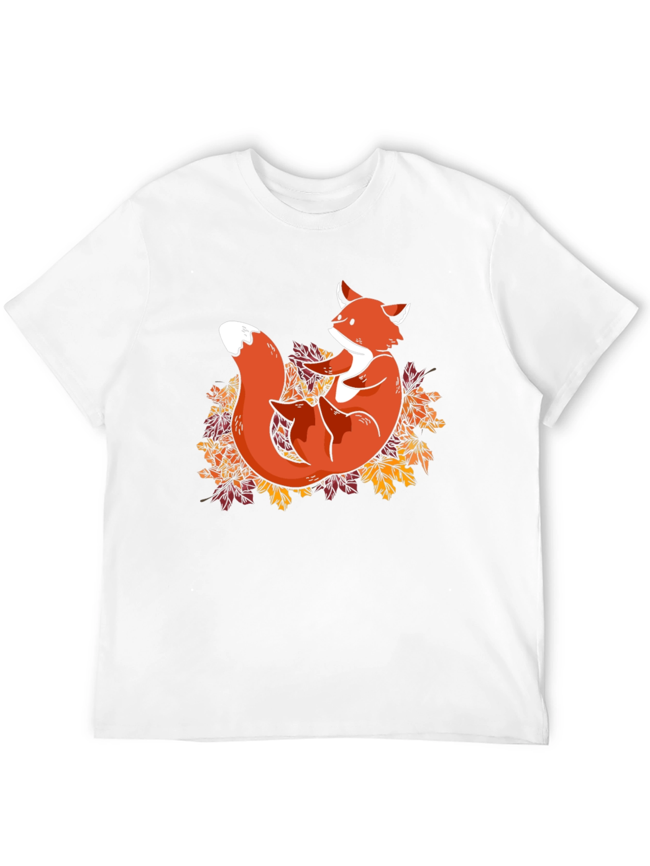 Fox in Leaves Graphic T-Shirt - Autumn Style