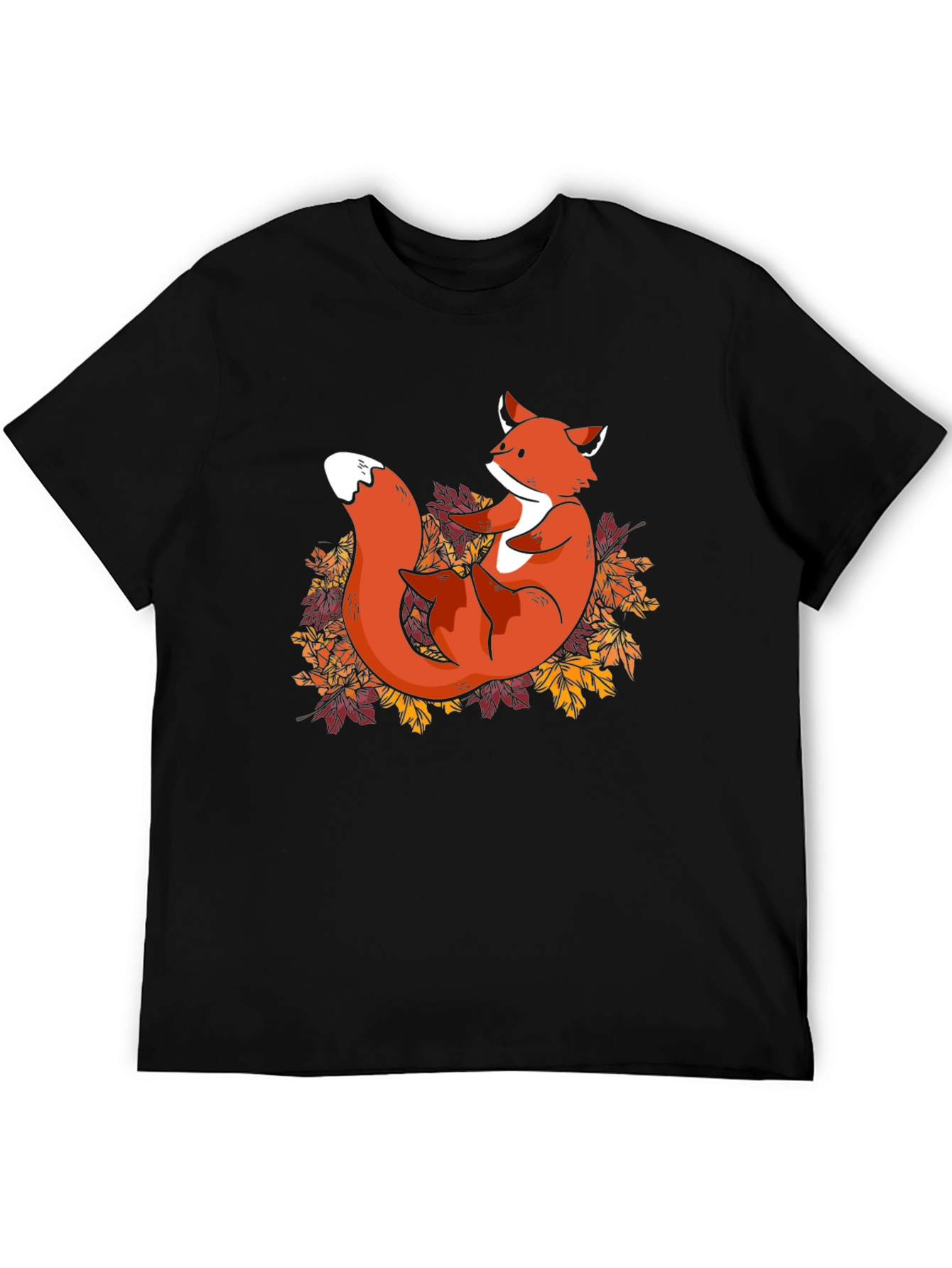 Fox in Leaves Graphic T-Shirt - Autumn Style