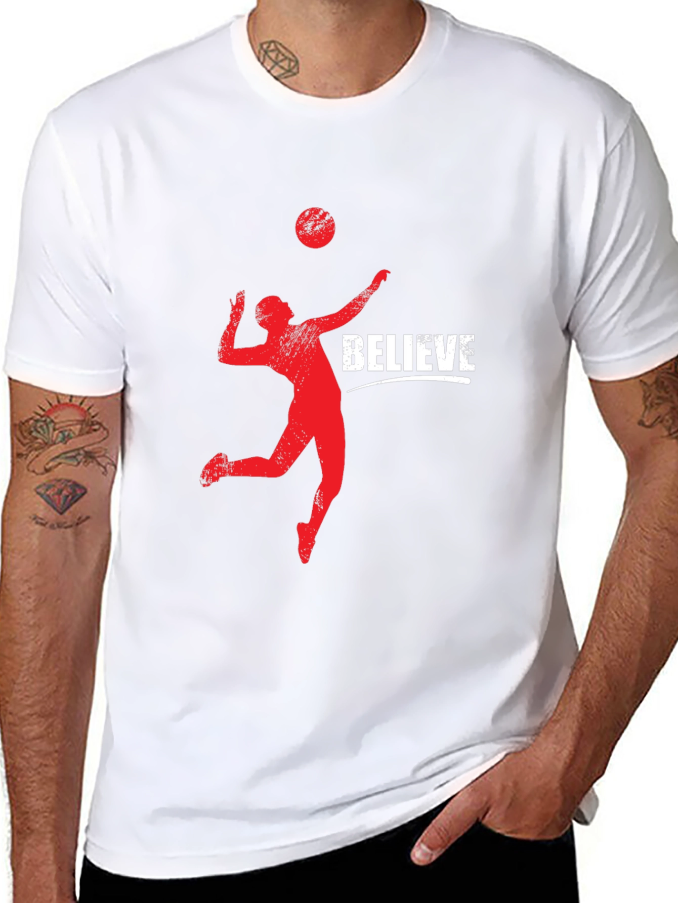 Believe Volleyball Graphic Tee - Black Cotton T-Shirt