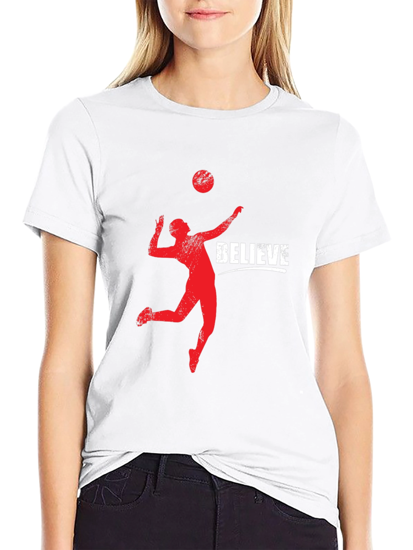 Believe Volleyball Graphic Tee - Black Cotton T-Shirt