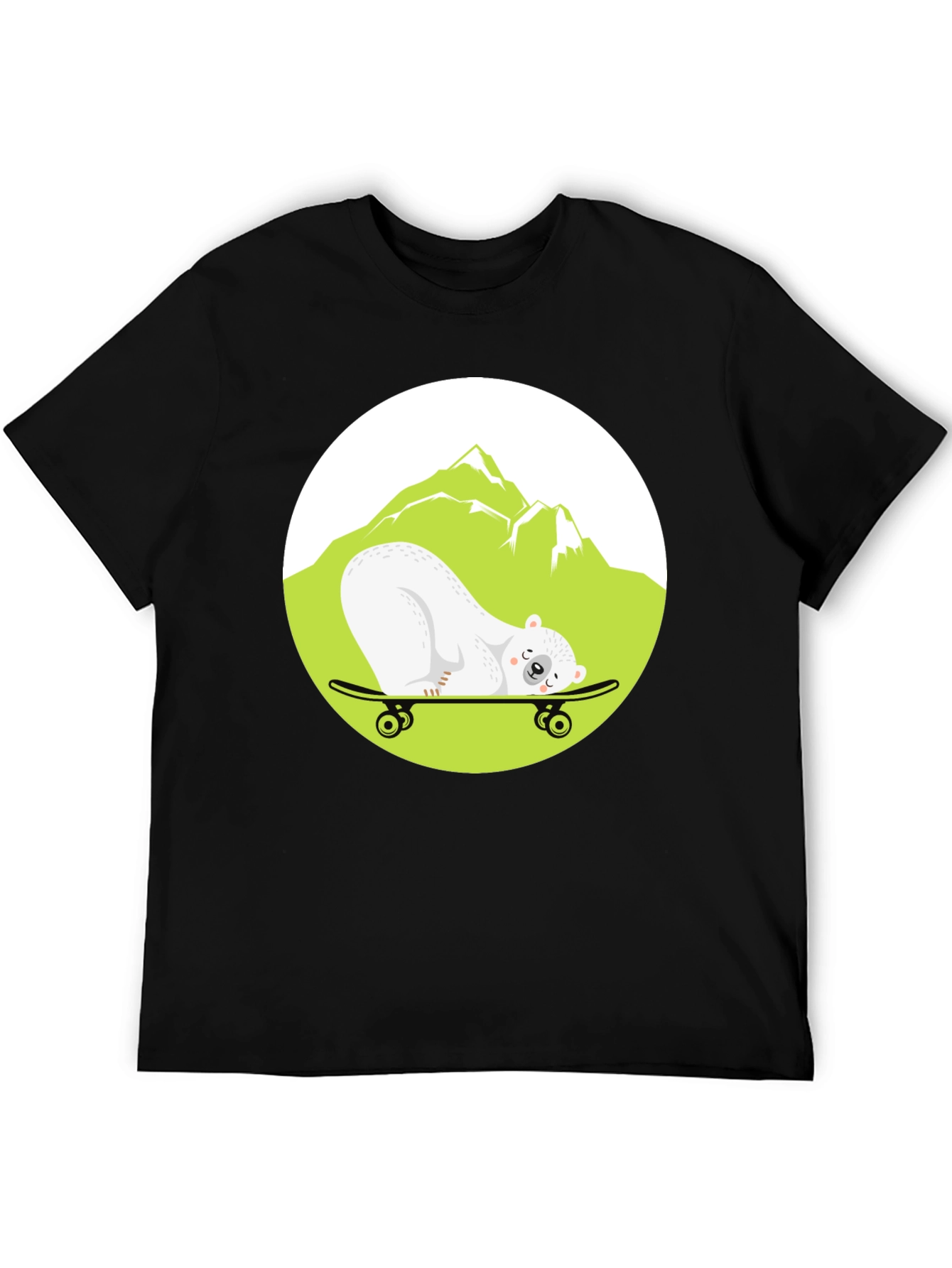 Cool Bear Skateboarder Graphic Tee - Black