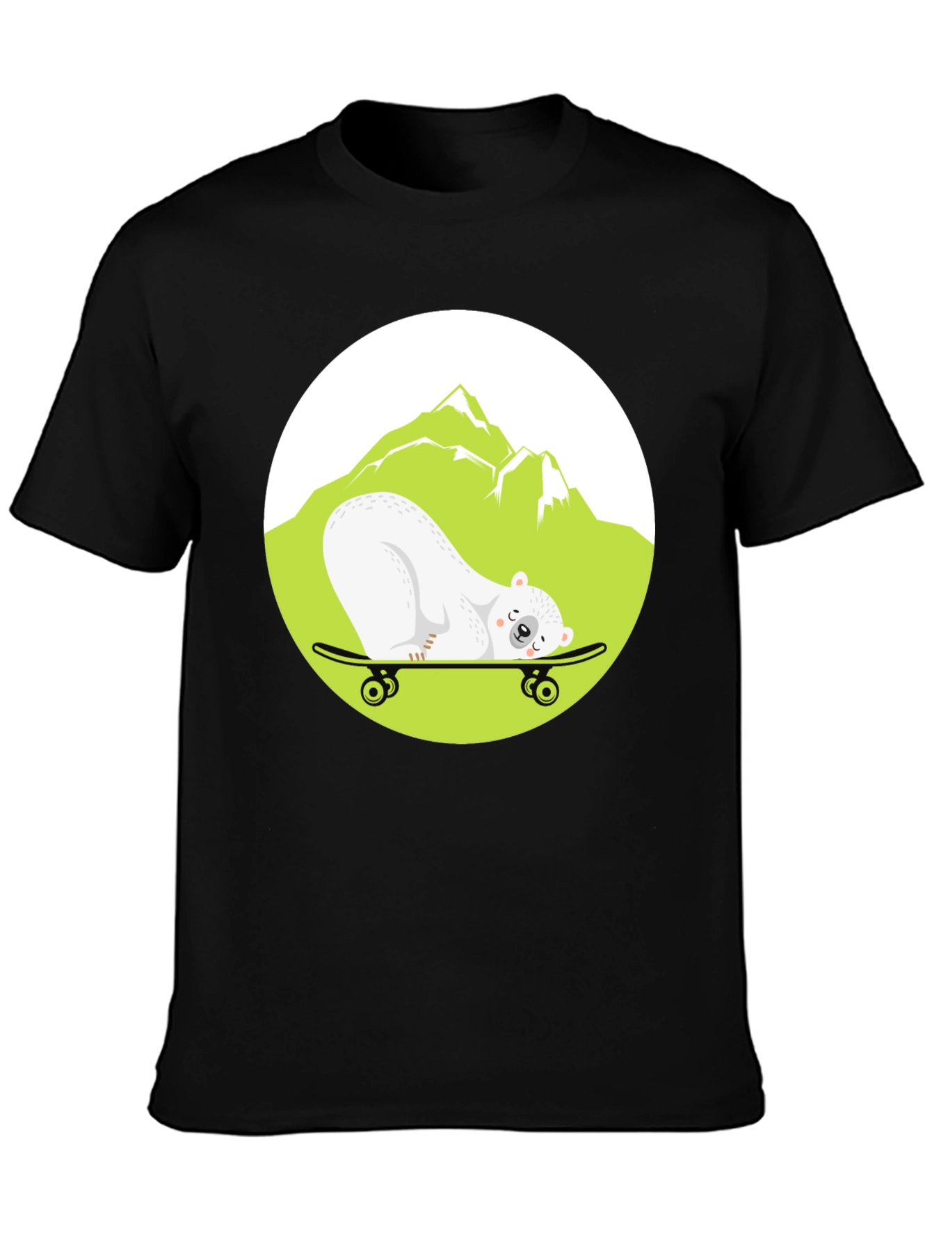 Cool Bear Skateboarder Graphic Tee - Black