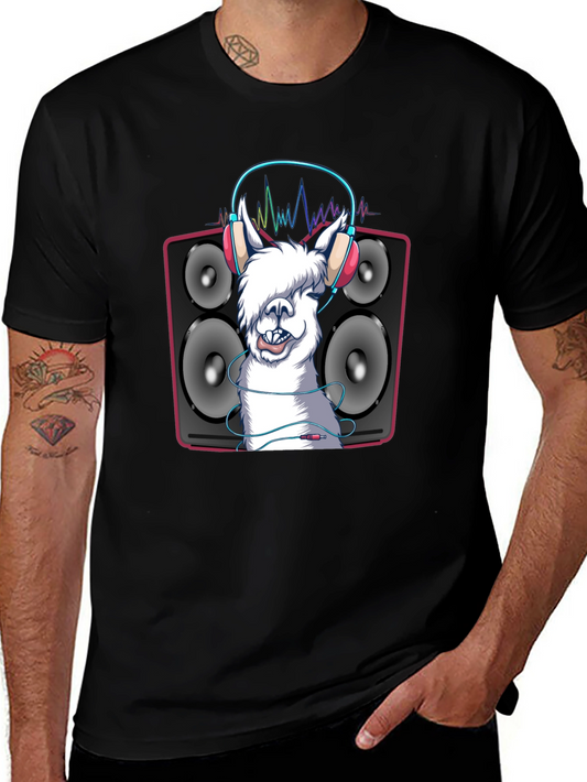 DJ Llama Graphic Tee - Black Cotton T-Shirt