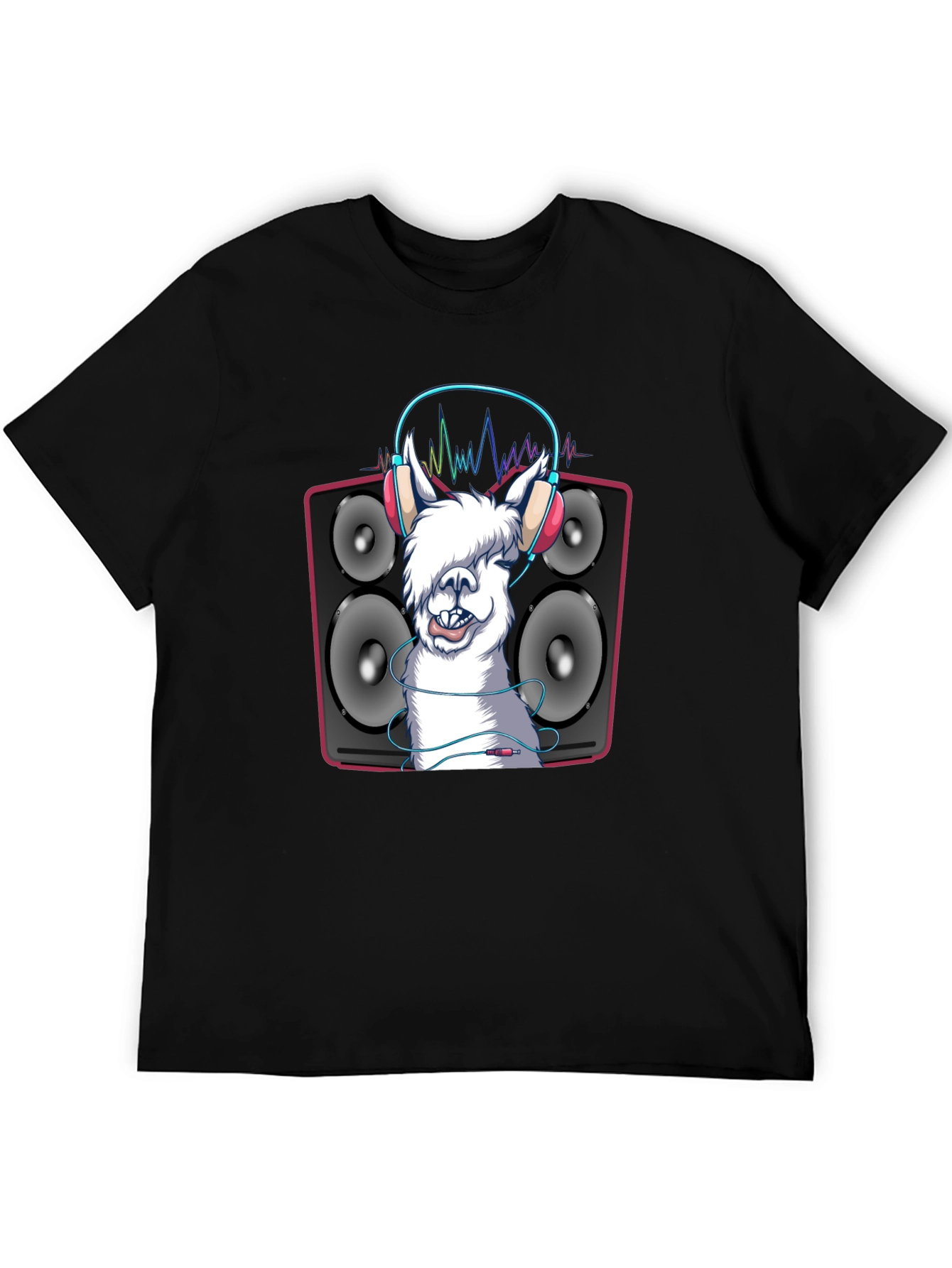 DJ Llama Graphic Tee - Black Cotton T-Shirt