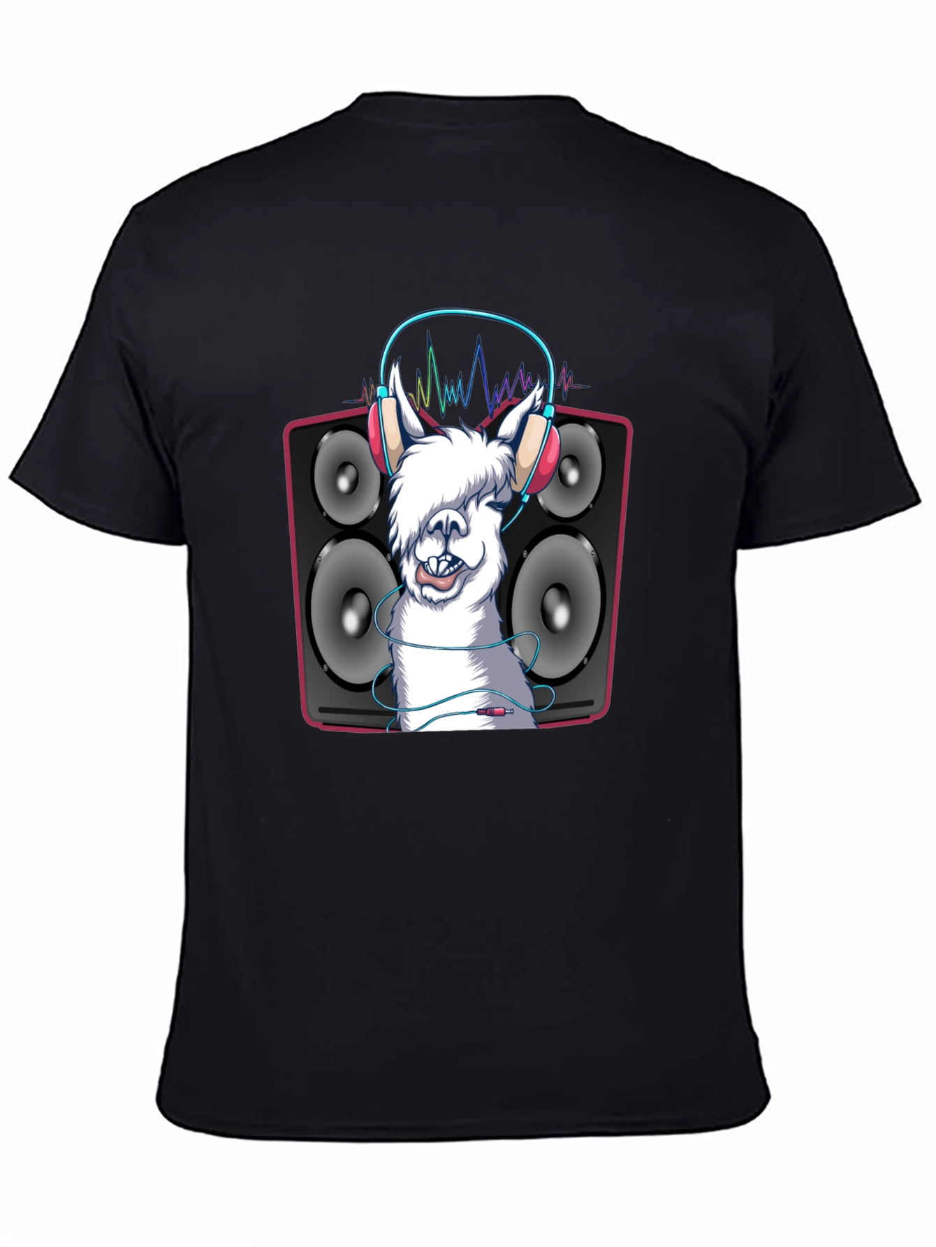 DJ Llama Graphic Tee - Black Cotton T-Shirt