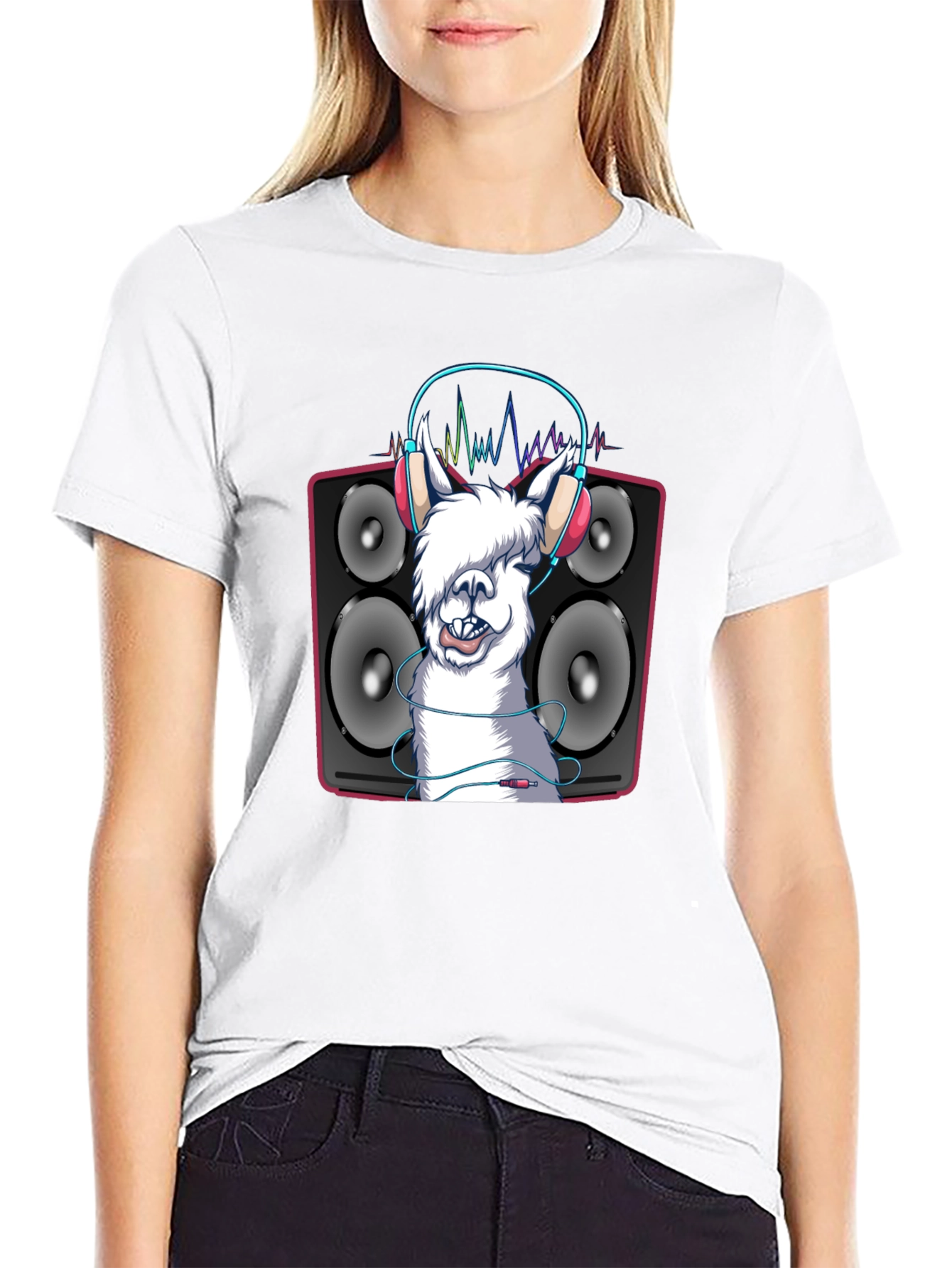 DJ Llama Graphic Tee - Black Cotton T-Shirt