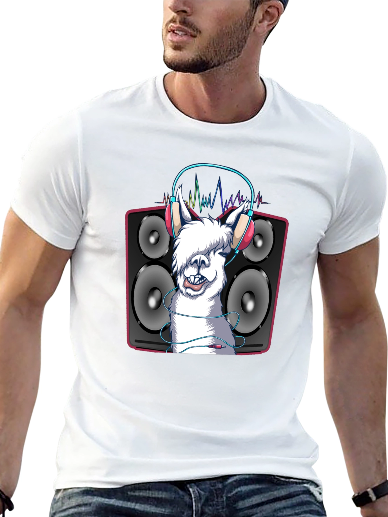 DJ Llama Graphic Tee - Black Cotton T-Shirt