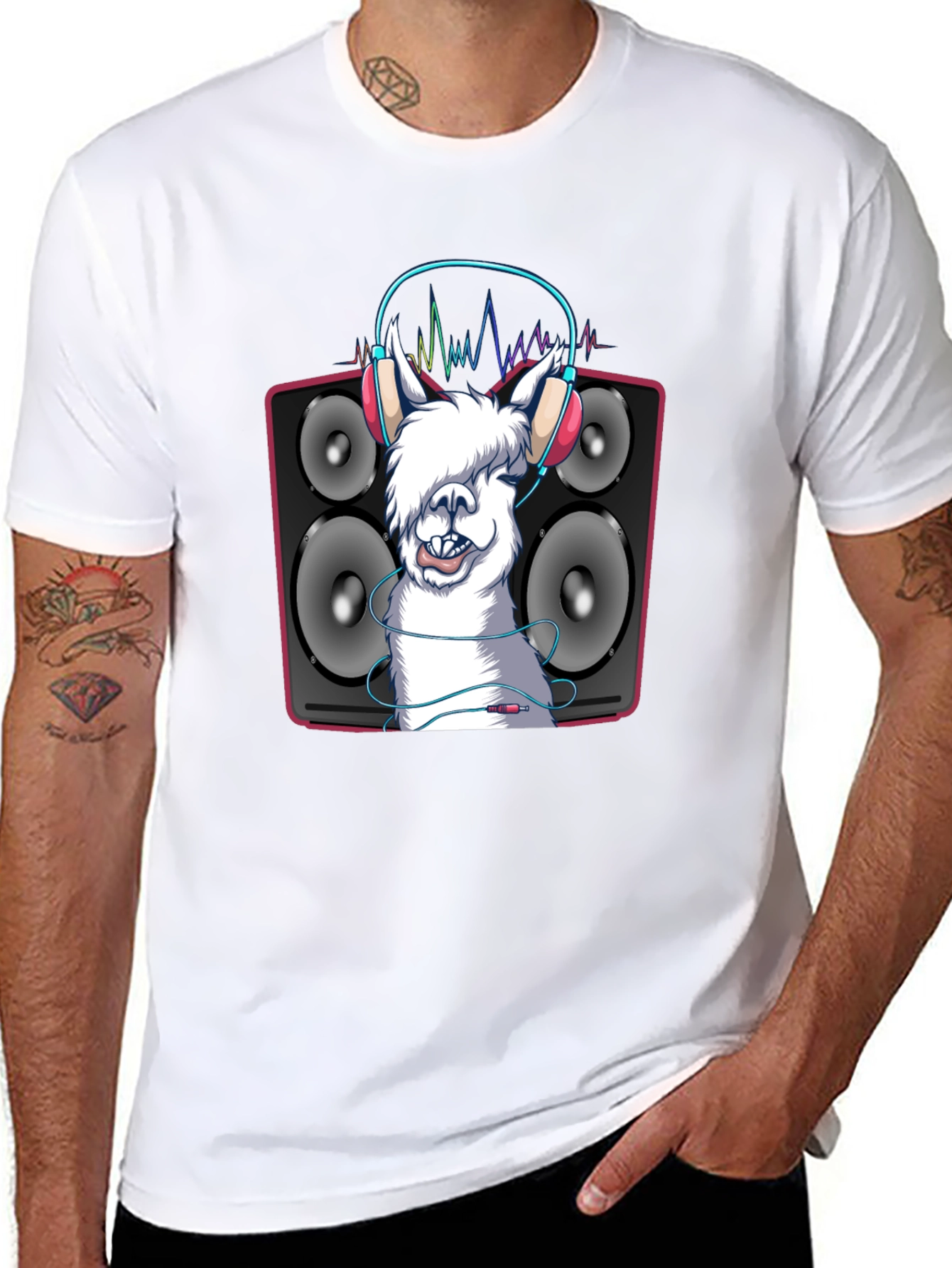 DJ Llama Graphic Tee - Black Cotton T-Shirt