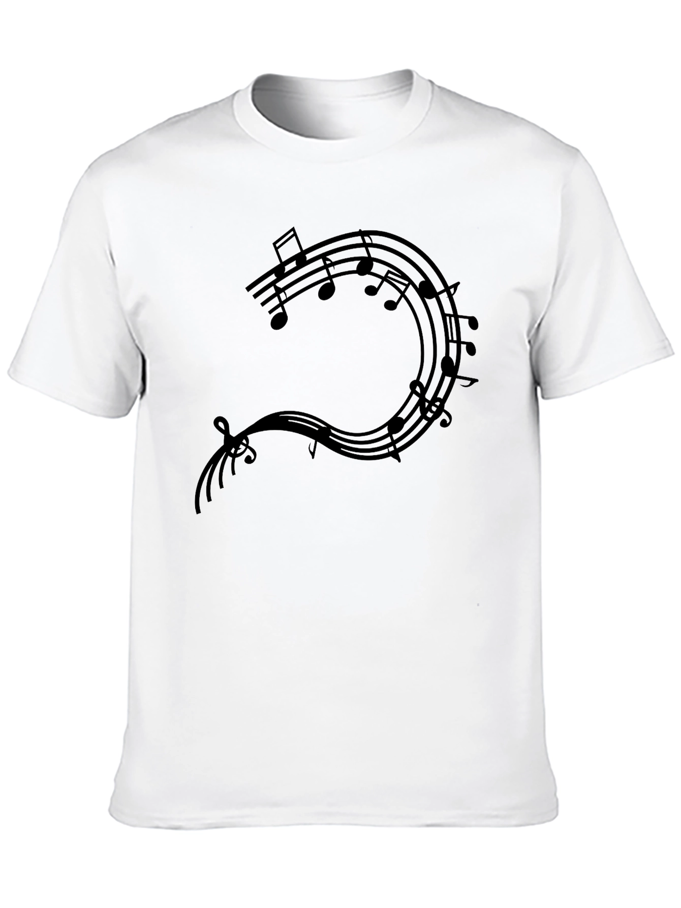Musical Notes Graphic Tee - Black Cotton Comfort