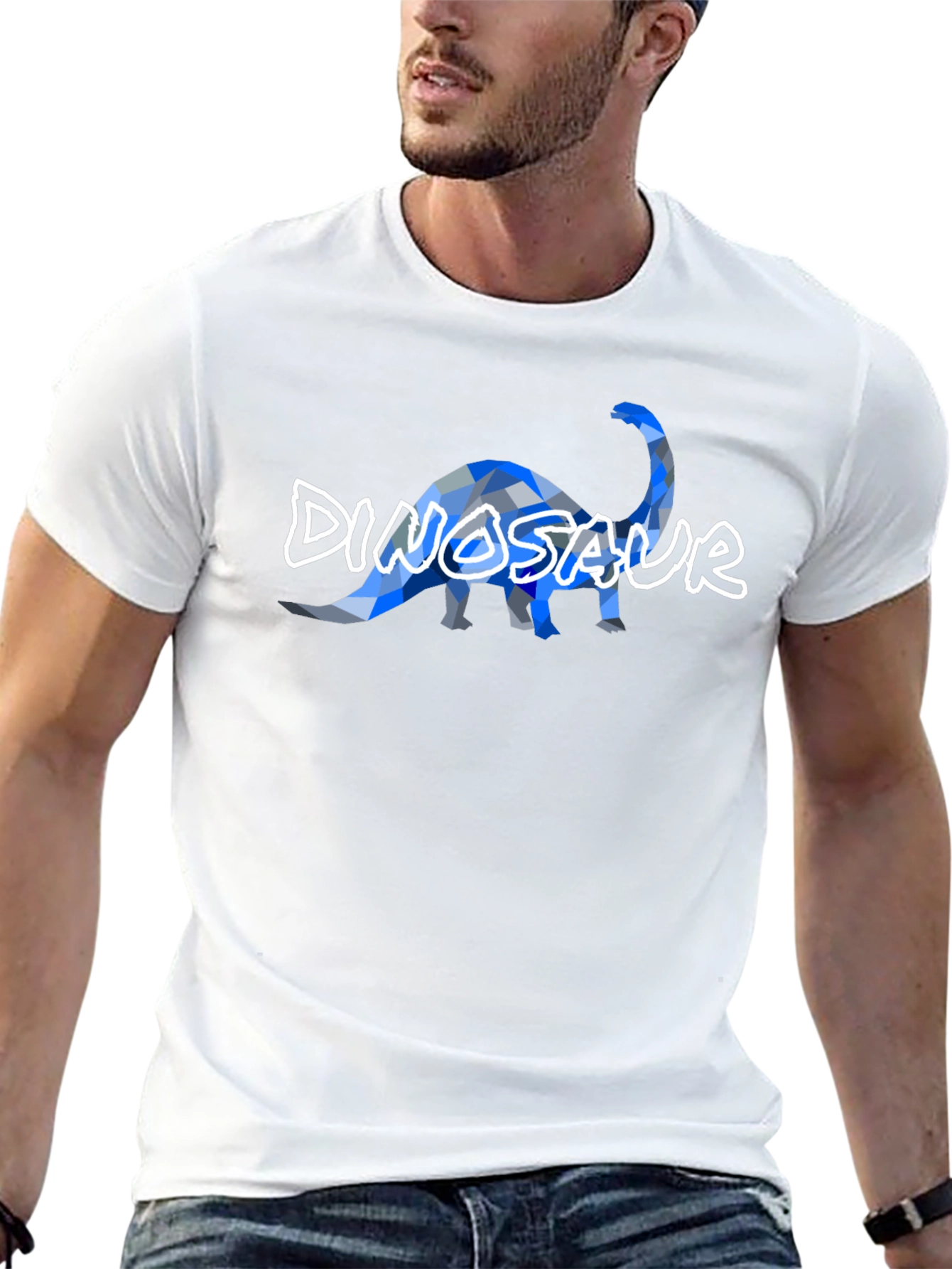 Dinosaur Geometric Graphic Print Mens Tee
