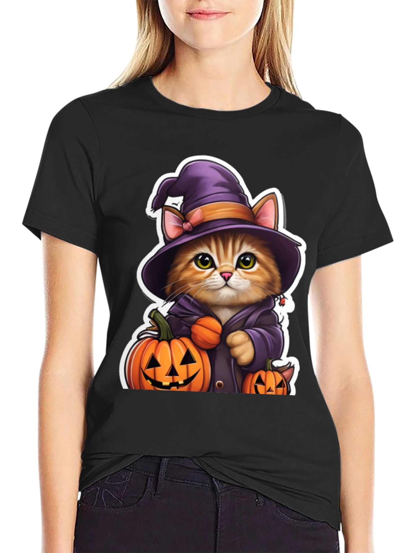 Halloween Cat Witch T-Shirt