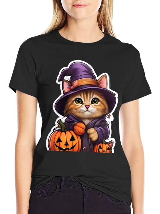 Halloween Cat Witch T-Shirt