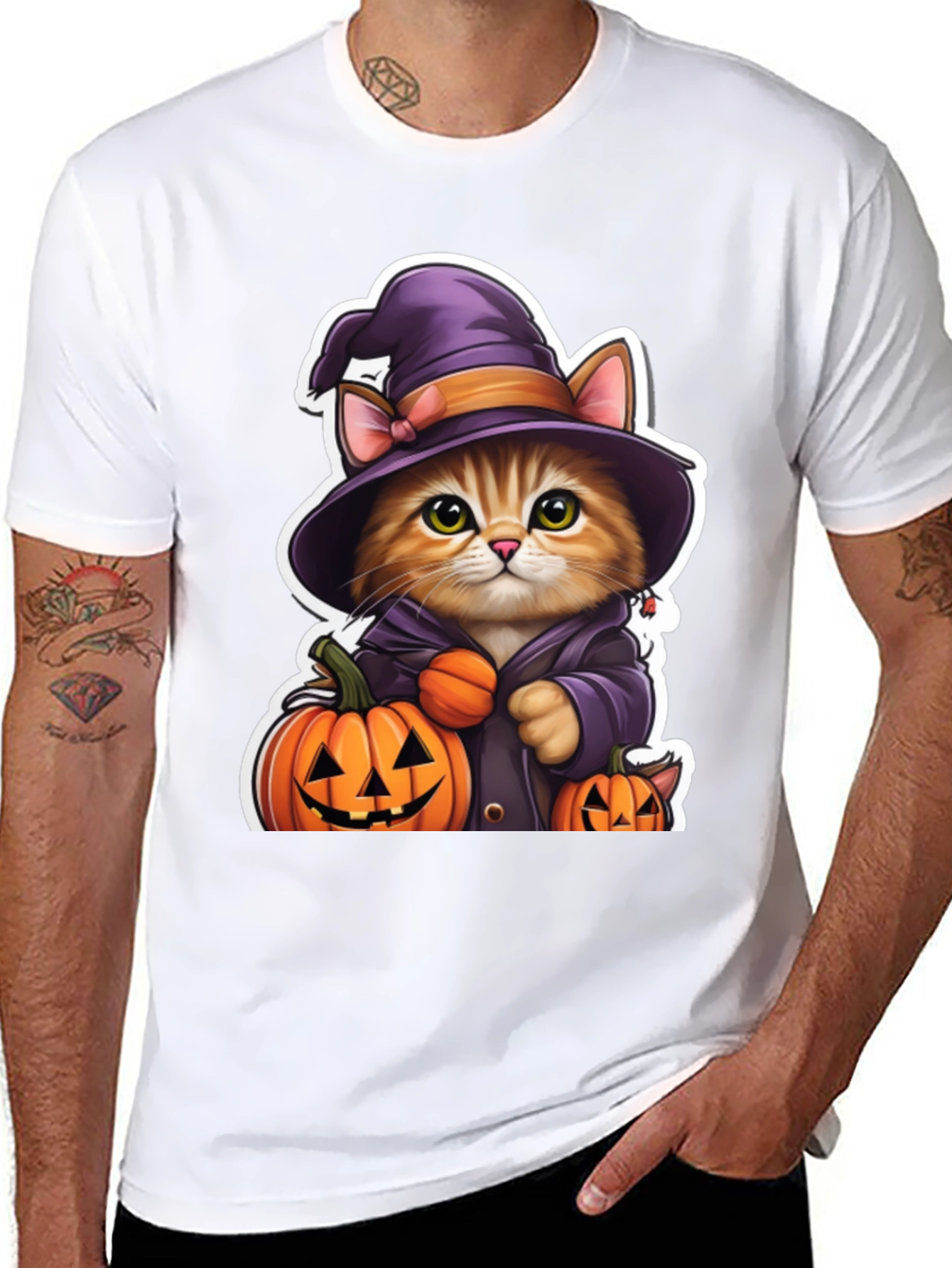 Halloween Cat Witch T-Shirt