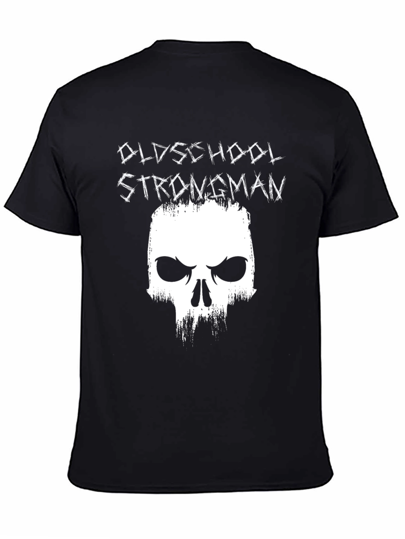 Oldschool Strongman Skull Graphic Tee - Black
