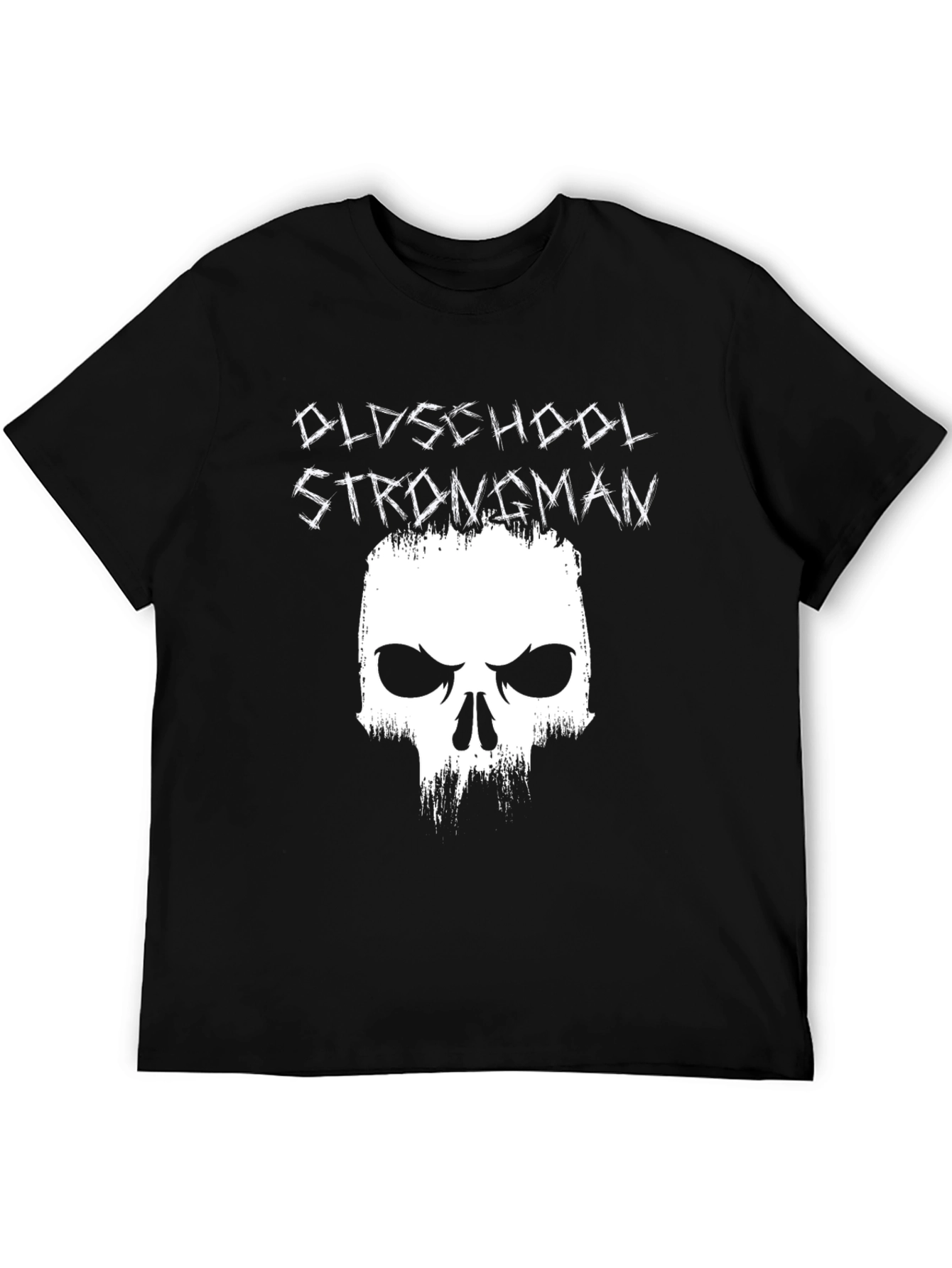 Oldschool Strongman Skull Graphic Tee - Black