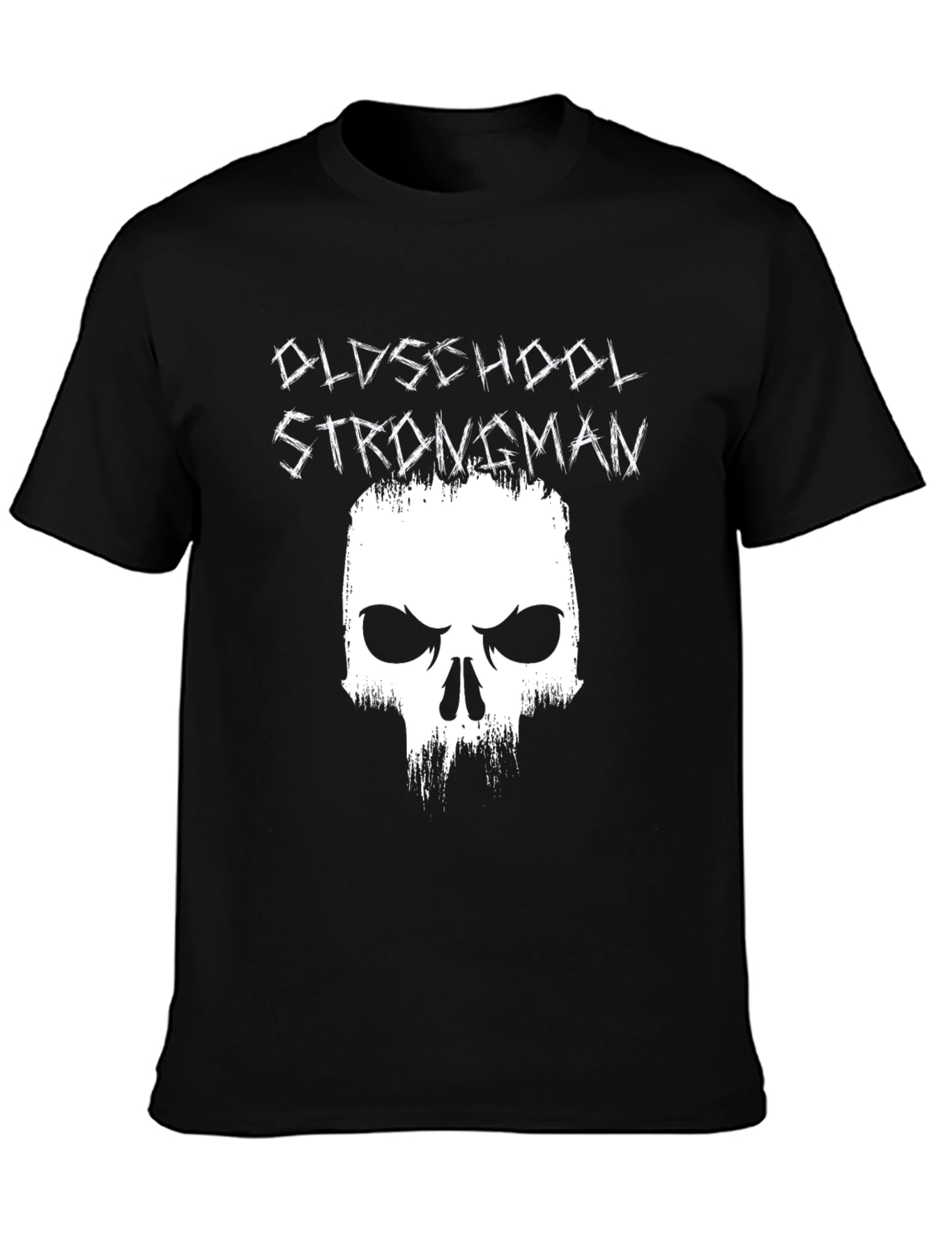 Oldschool Strongman Skull Graphic Tee - Black