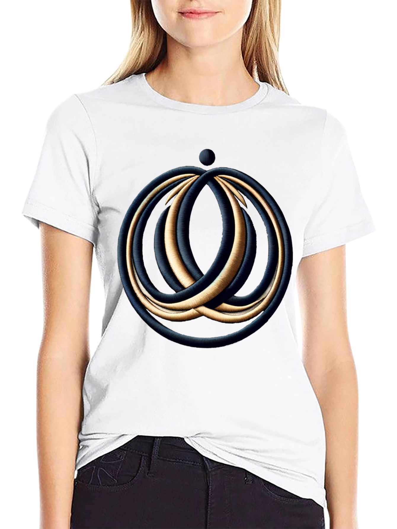 Abstract Rings Graphic Black T-Shirt