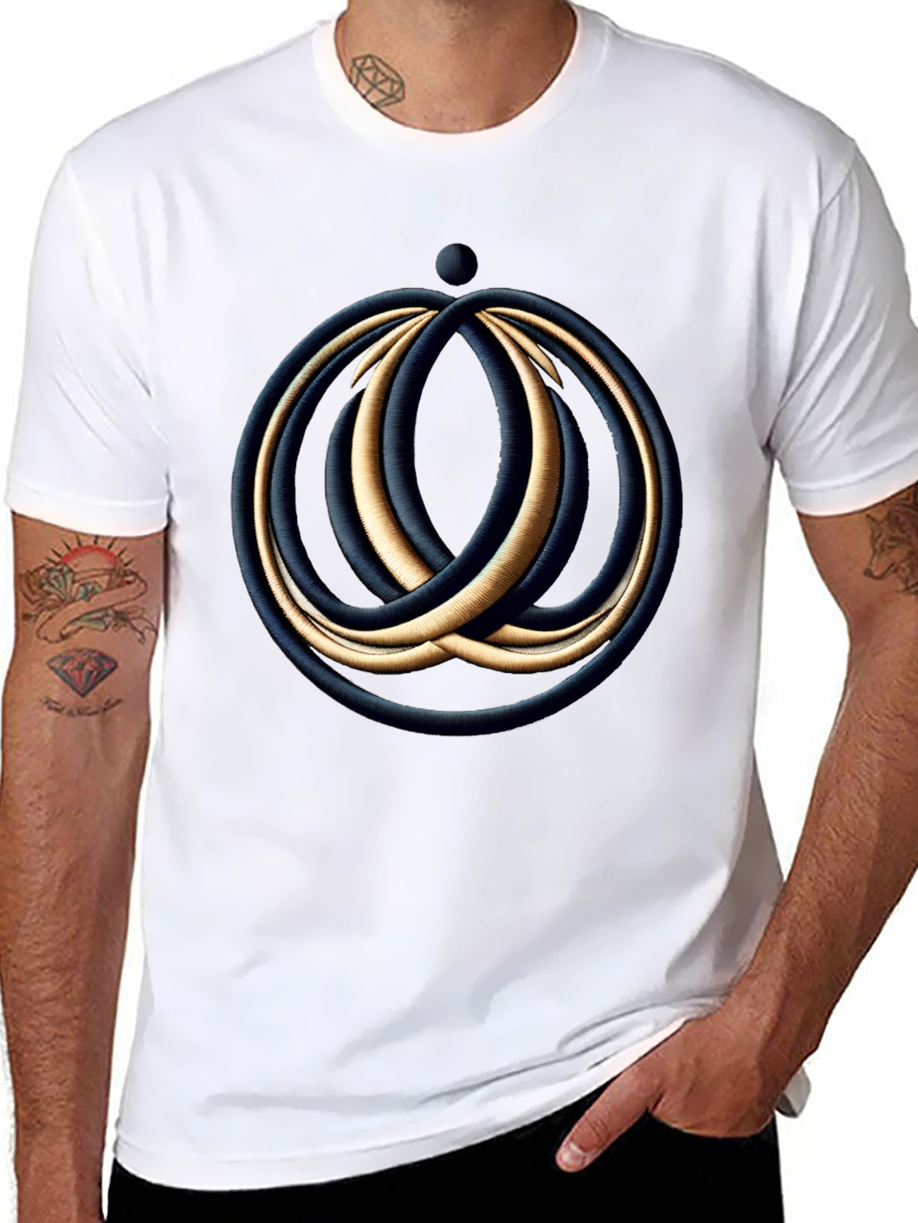 Abstract Rings Graphic Black T-Shirt