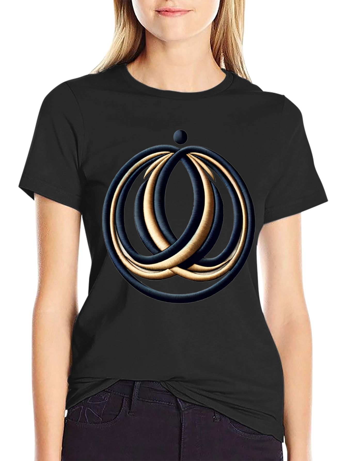Abstract Rings Graphic Black T-Shirt