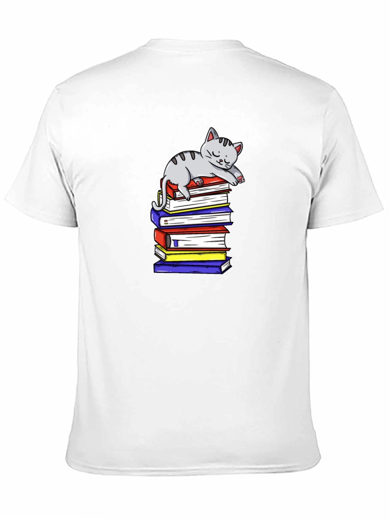 Cute Cat on Books T-Shirt - Book Lover Apparel
