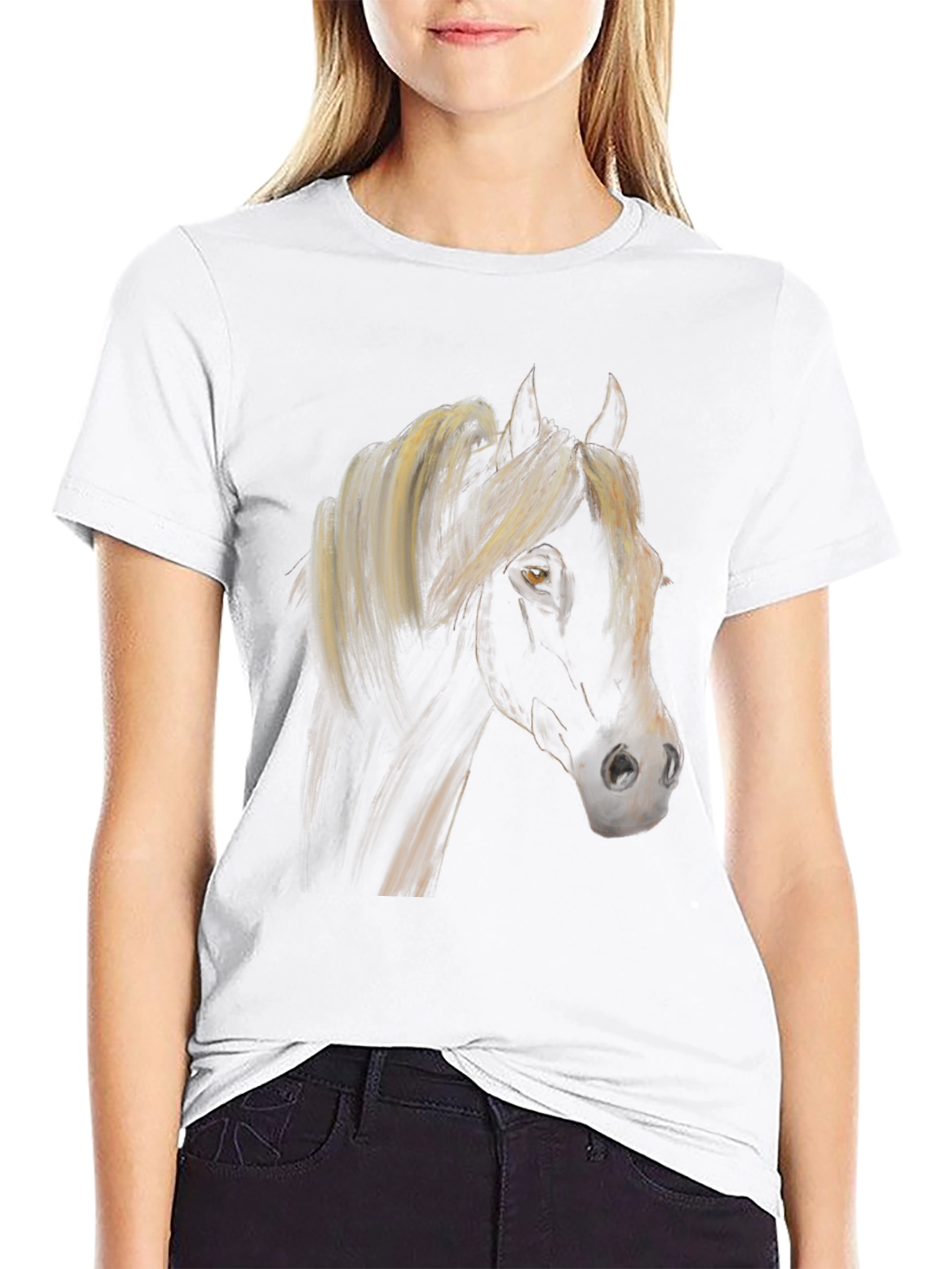 Black Horse Graphic Tee - Stylish Equestrian Shirt