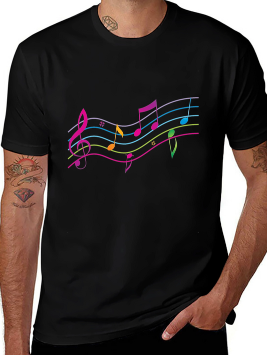 Musical Note Graphic T-Shirt - Black