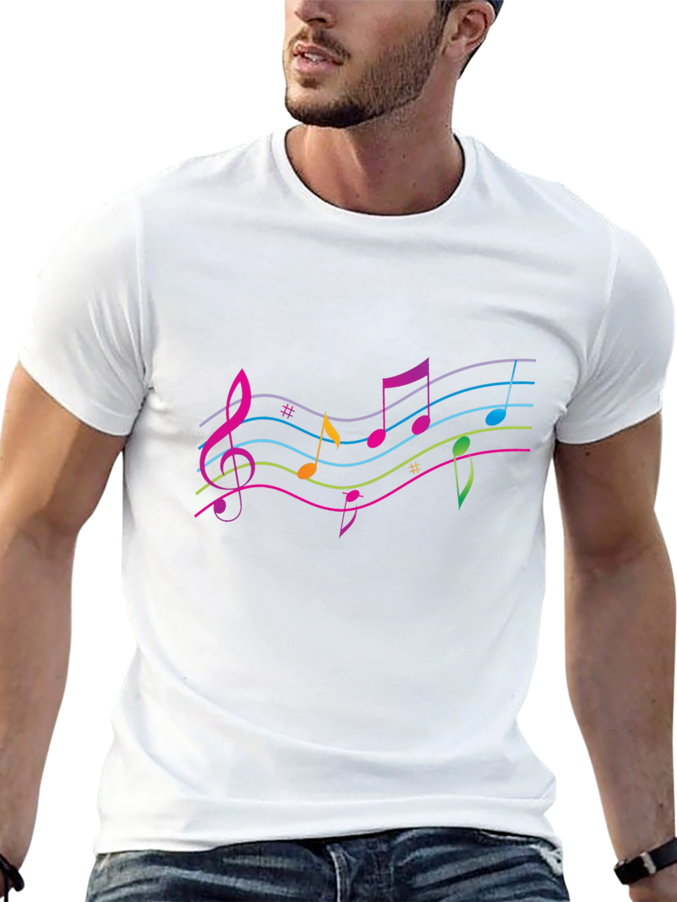 Musical Note Graphic T-Shirt - Black