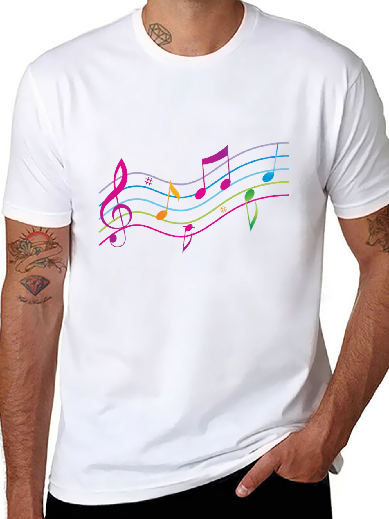 Musical Note Graphic T-Shirt - Black
