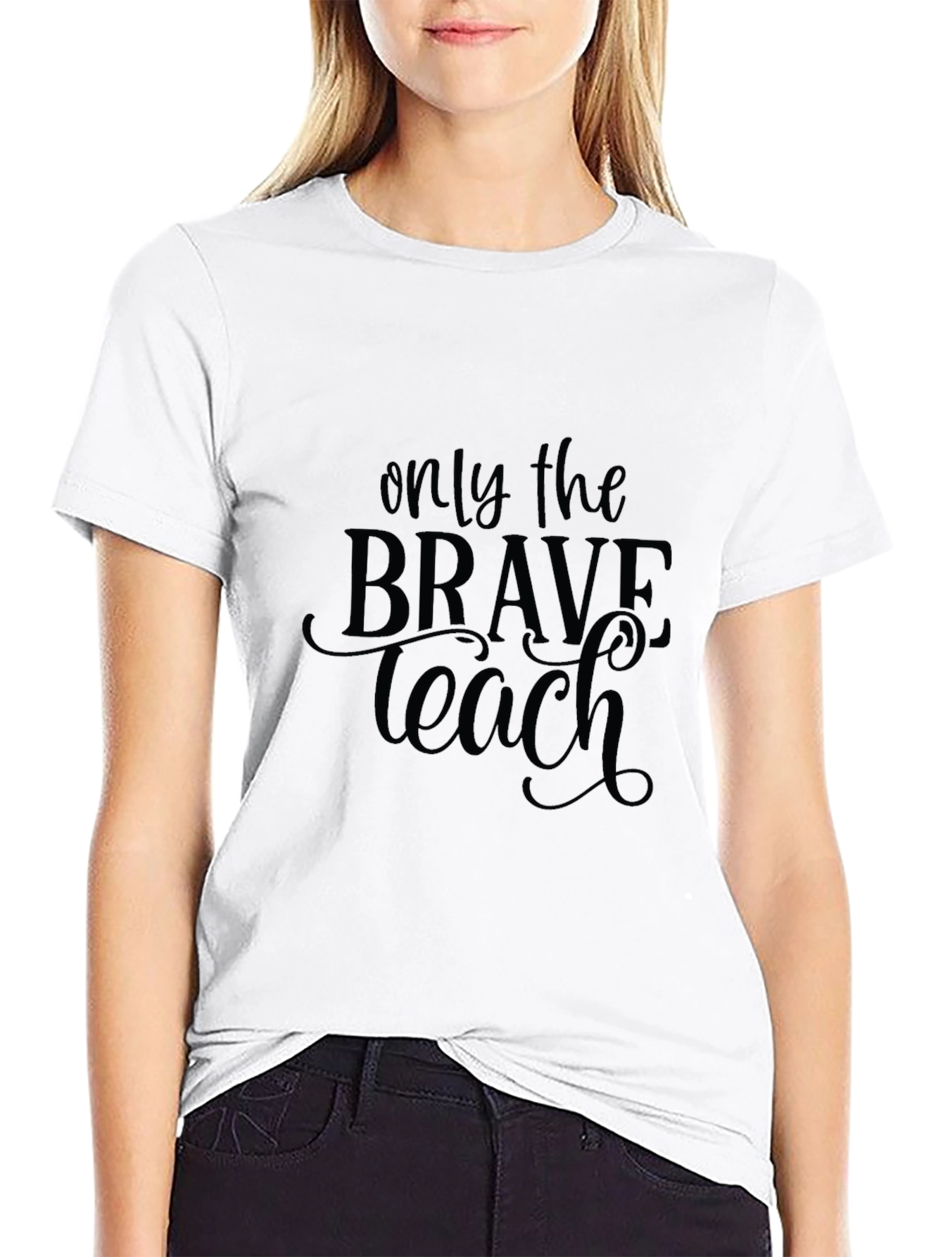 Brave Teacher Black T-Shirt - Inspirational Design