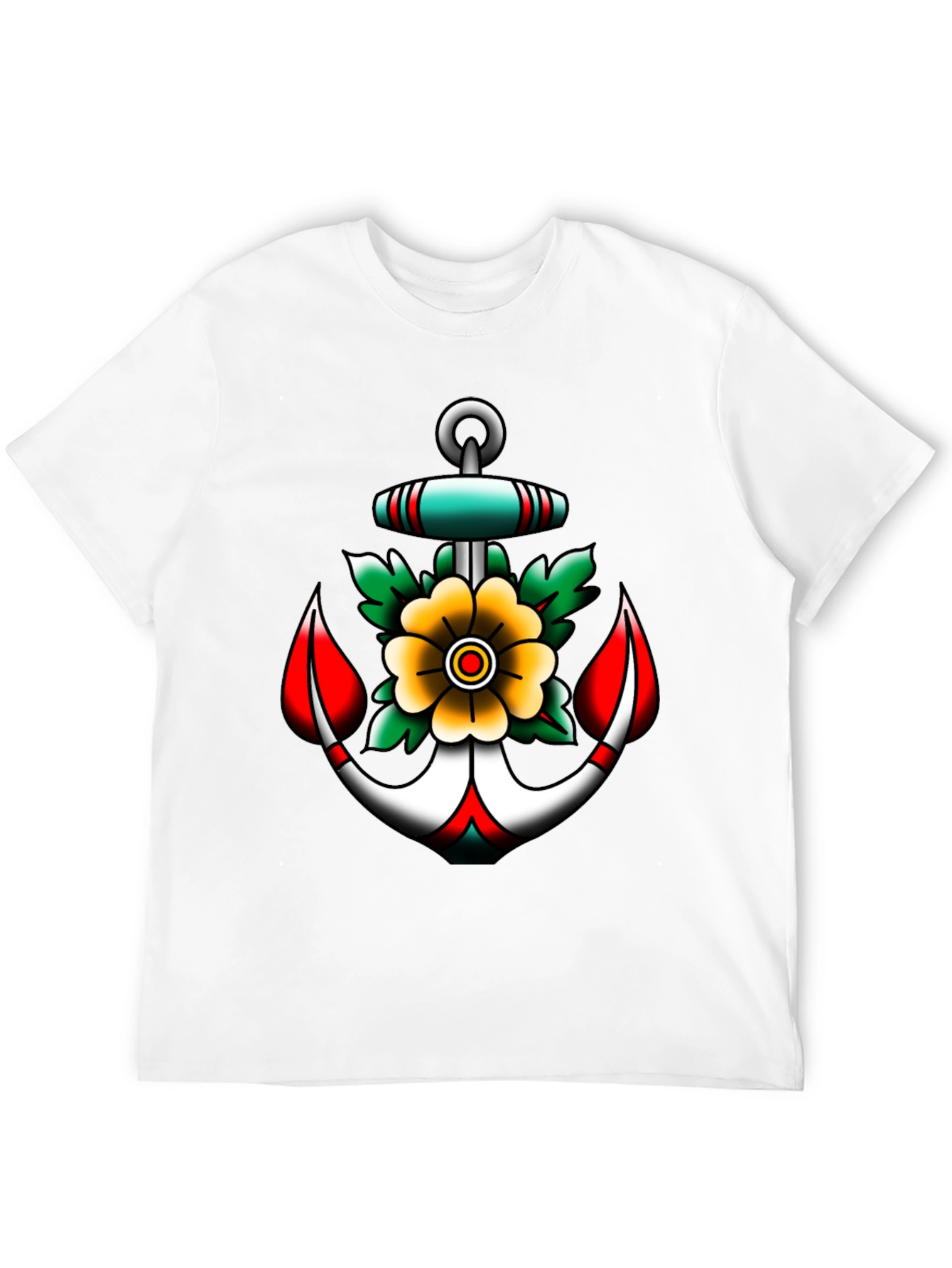 Anchor and Flower Graphic Tee