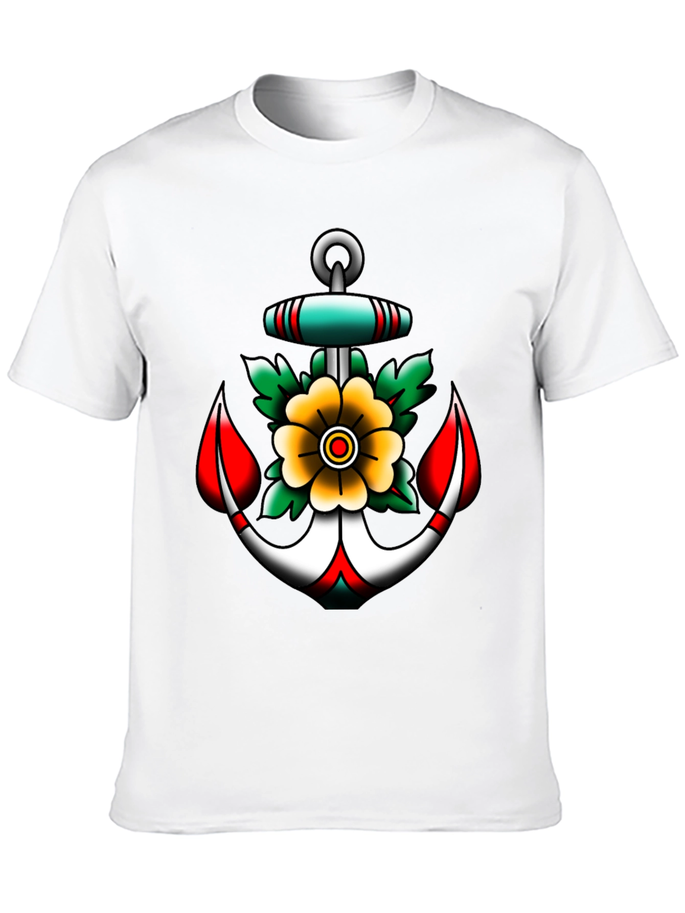 Anchor and Flower Graphic Tee