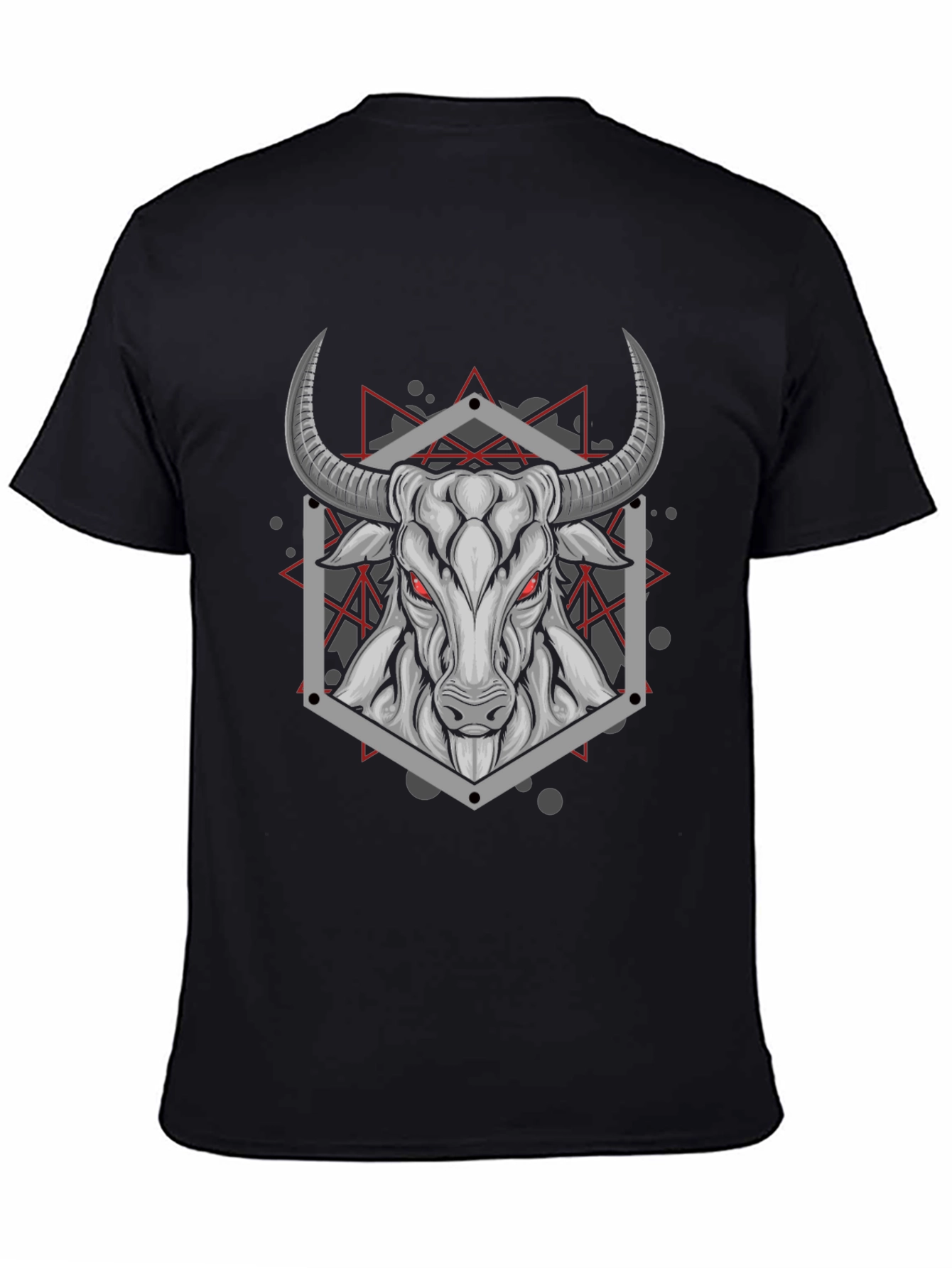 Geometric Bull Graphic Tee - Black