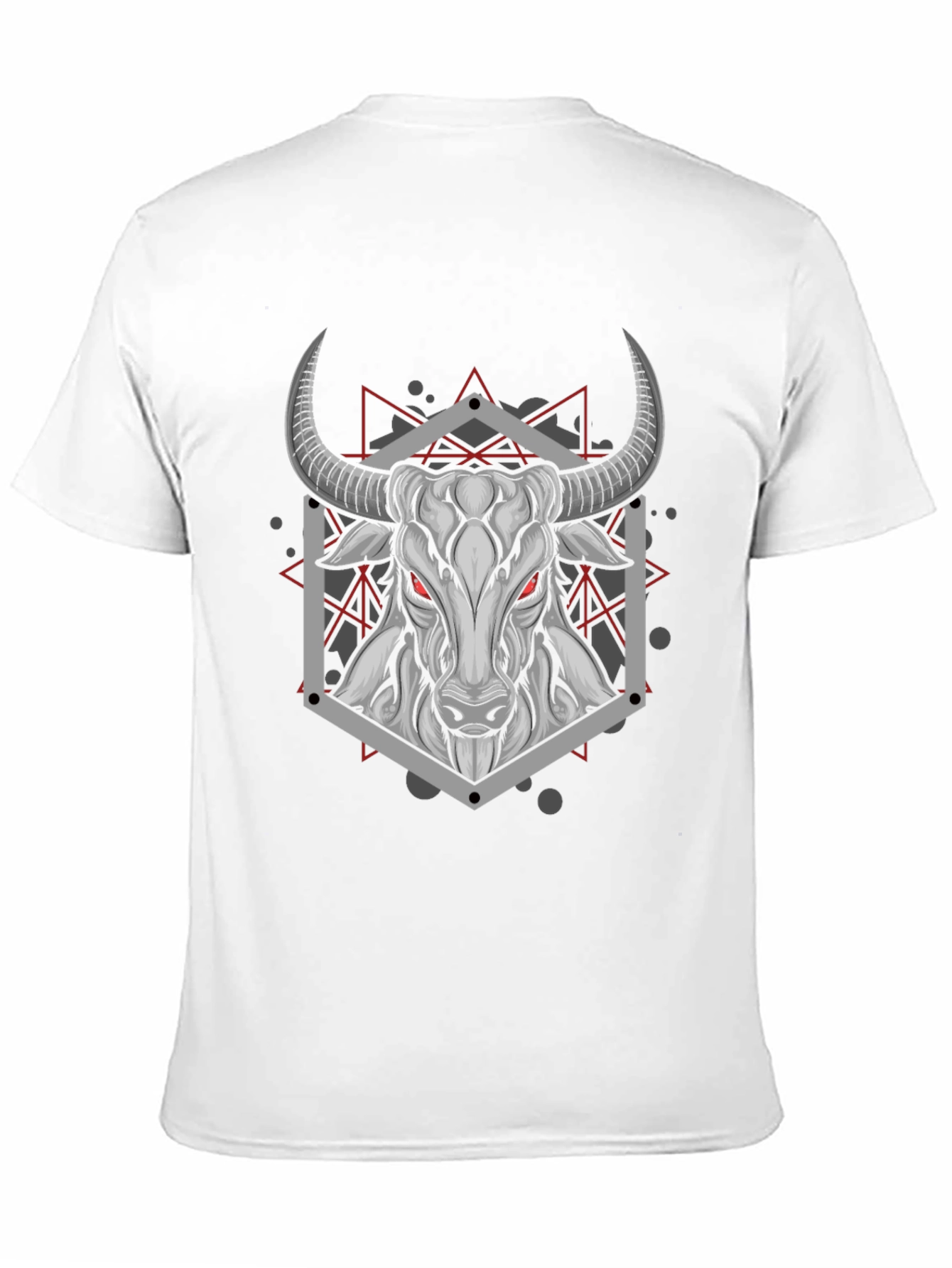 Geometric Bull Graphic Tee - Black