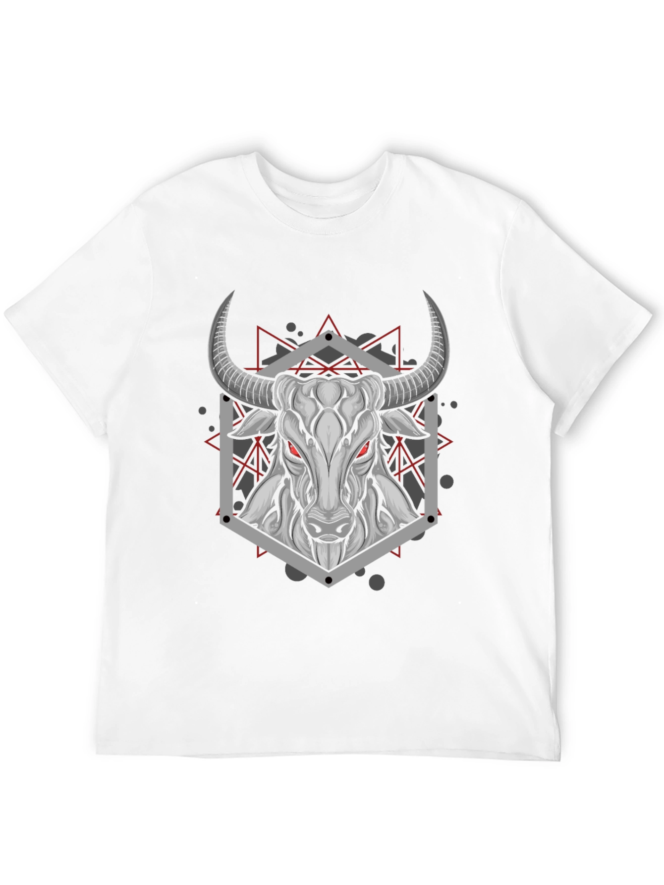 Geometric Bull Graphic Tee - Black