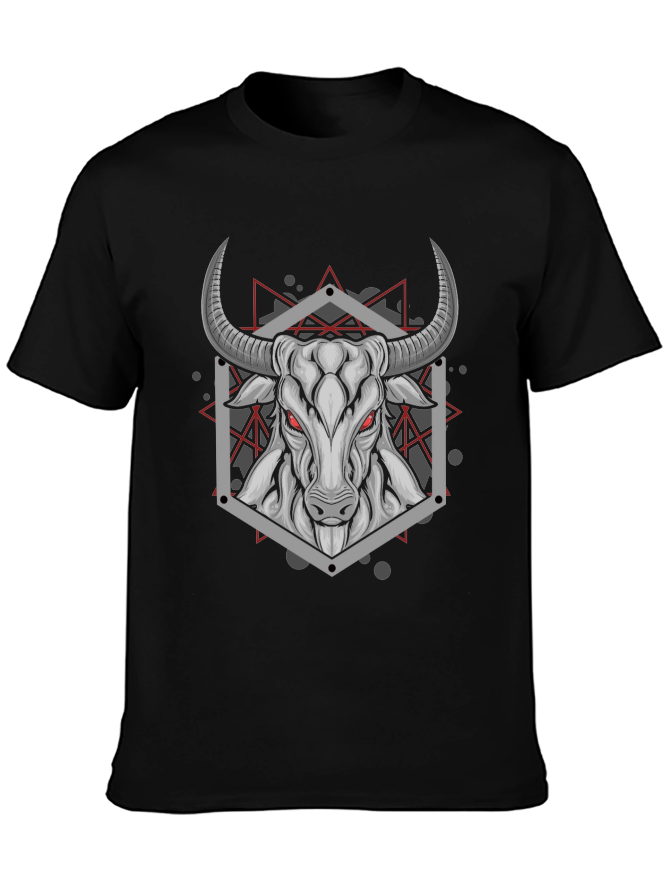 Geometric Bull Graphic Tee - Black