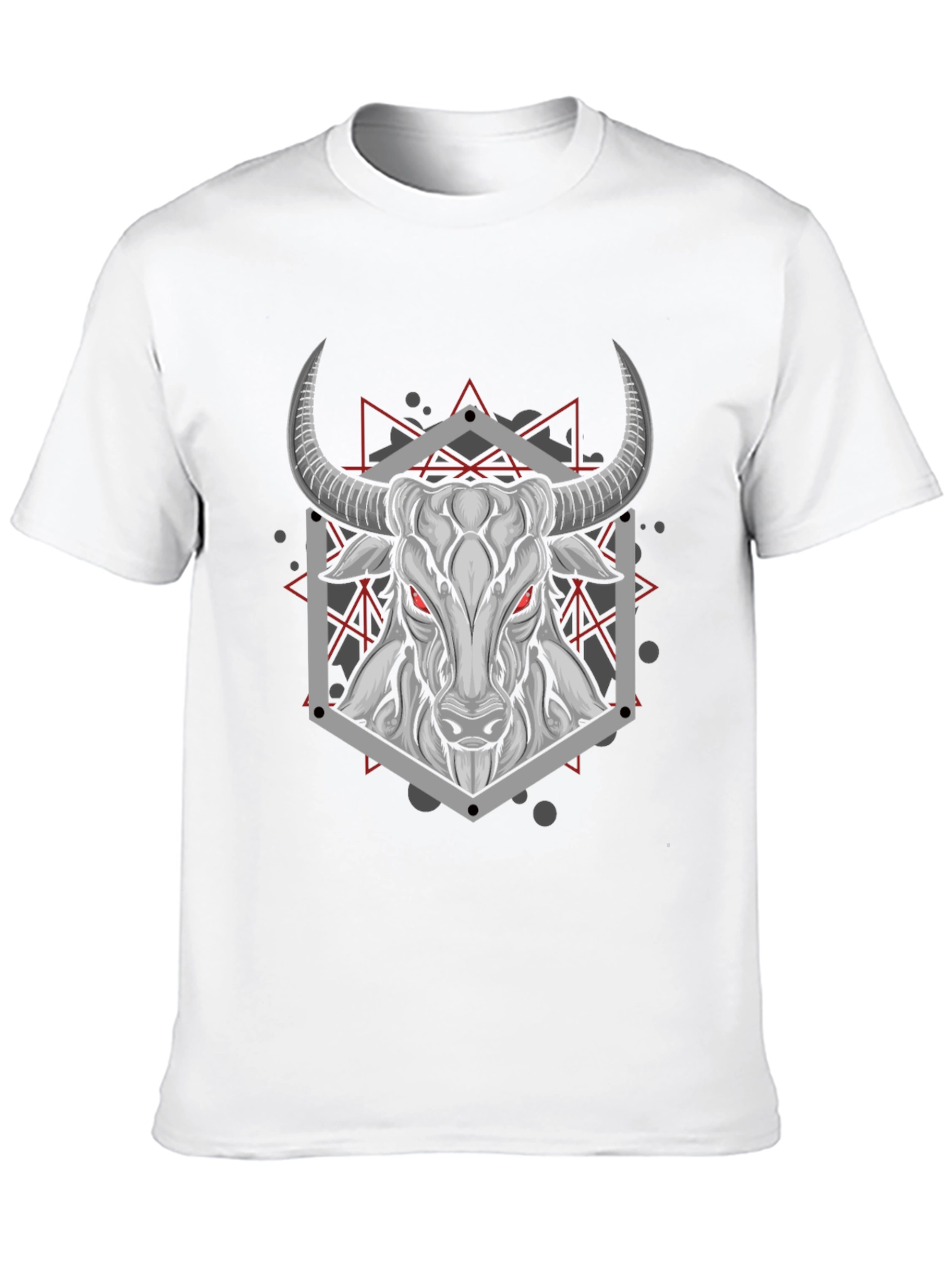 Geometric Bull Graphic Tee - Black
