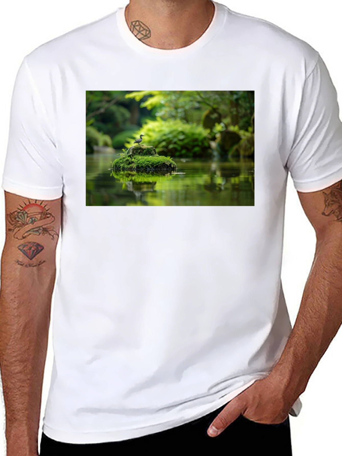 Nature Pond Graphic Black Tee