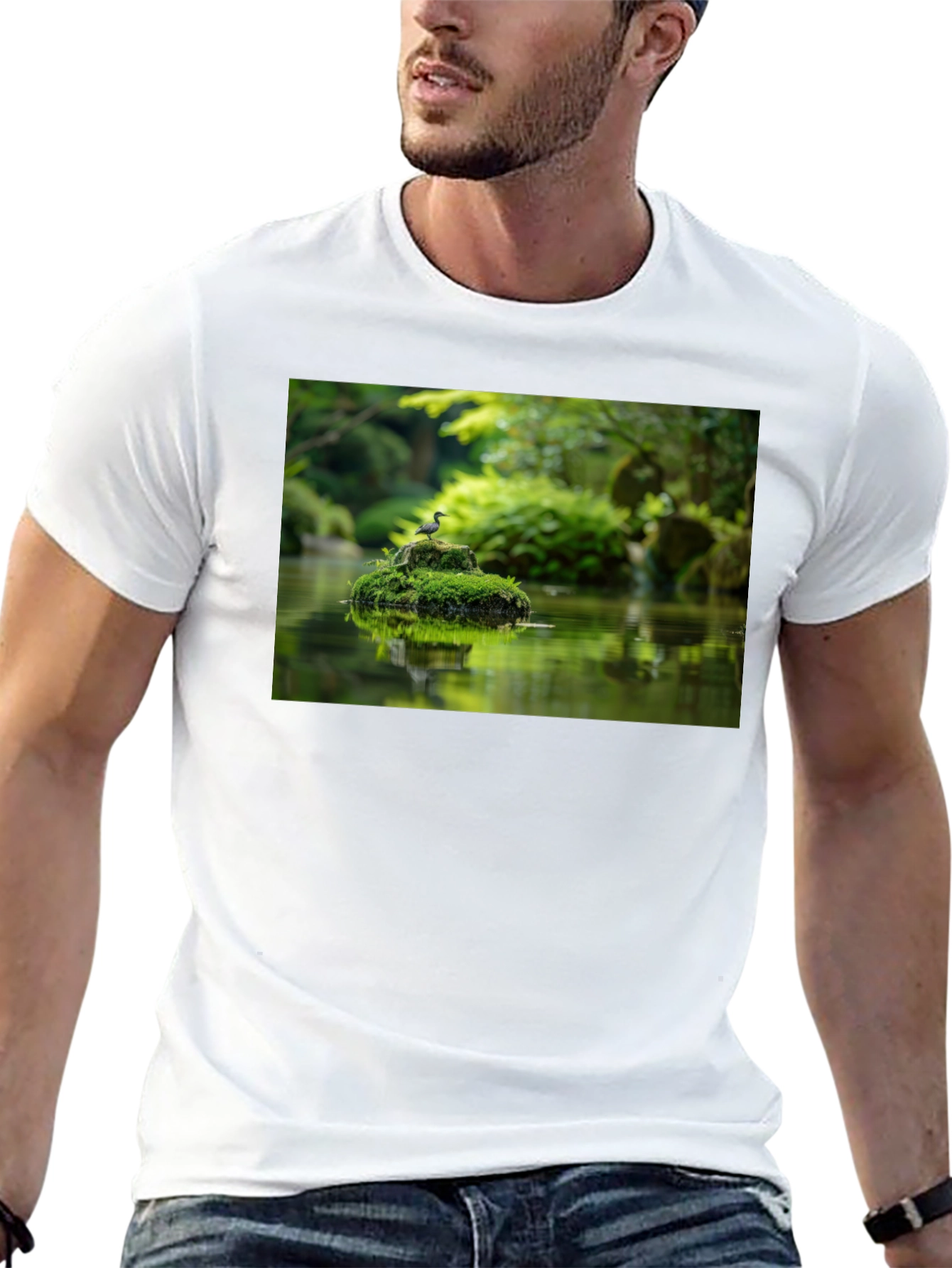 Nature Pond Graphic Black Tee