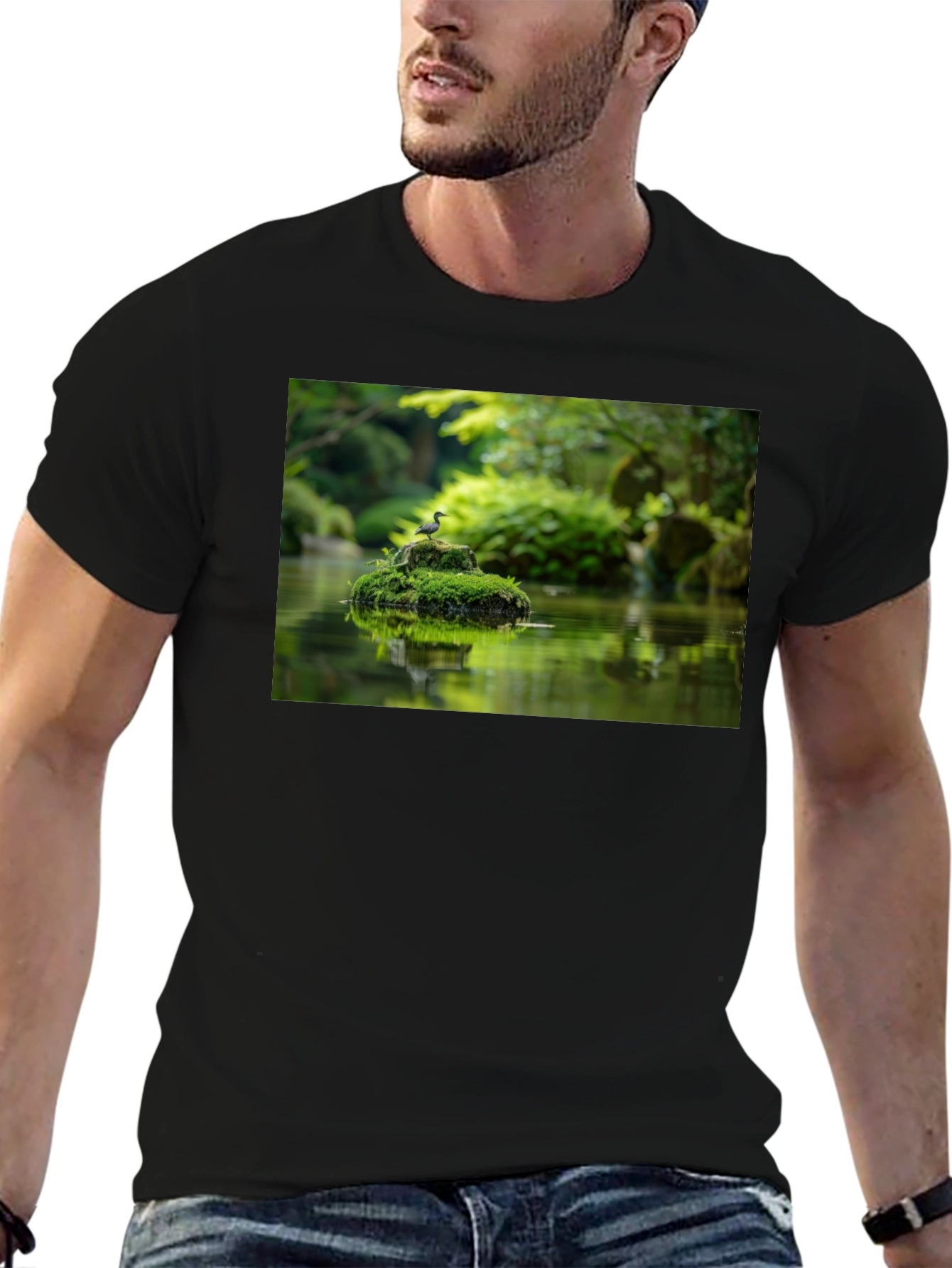 Nature Pond Graphic Black Tee